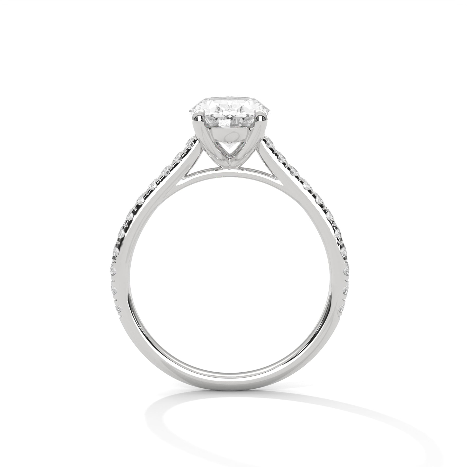2.72 CT Oval Lab Diamond Pavé Solitaire Engagement Ring