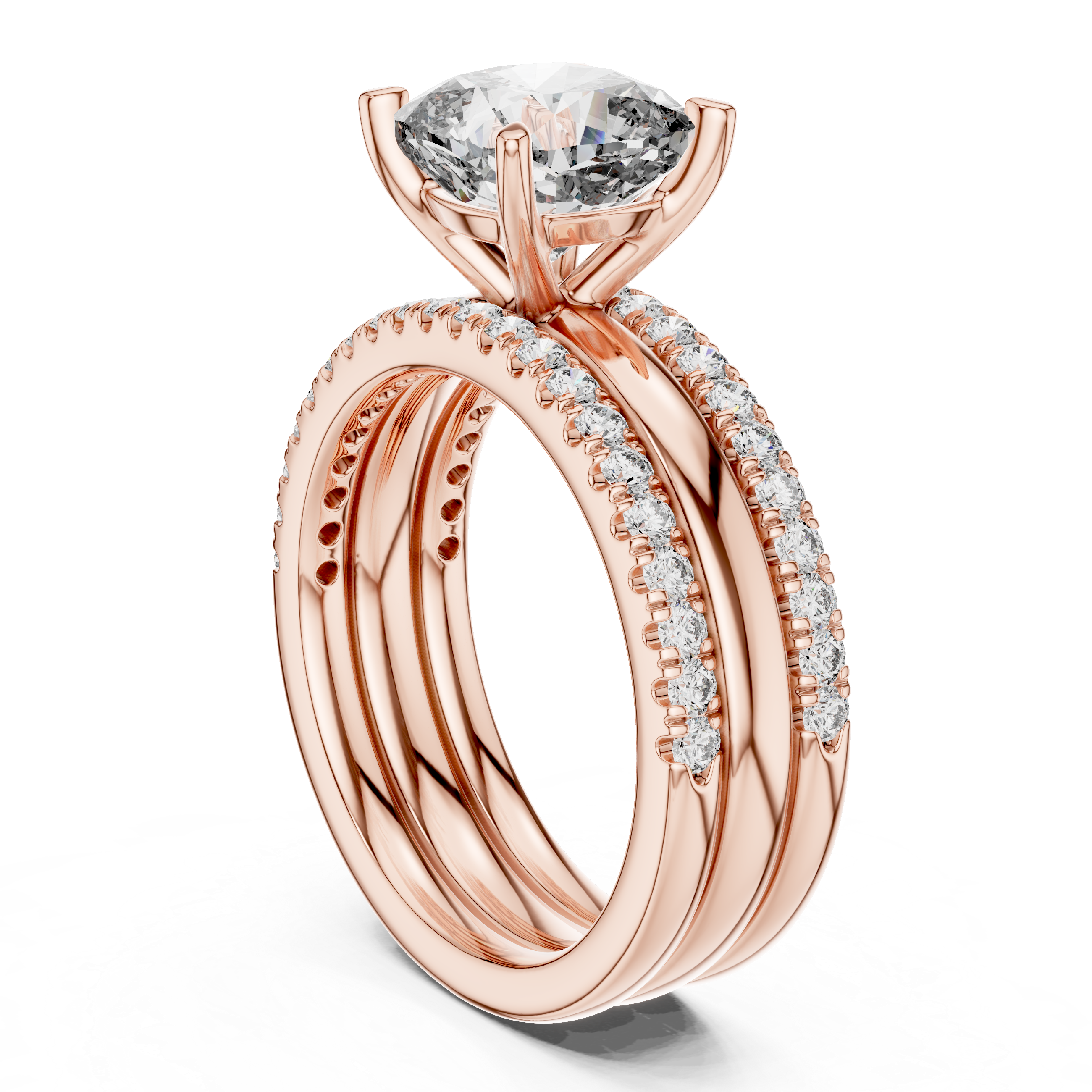 3 Carat Cushion Cut Lab Diamond Split Shank Engagement Ring