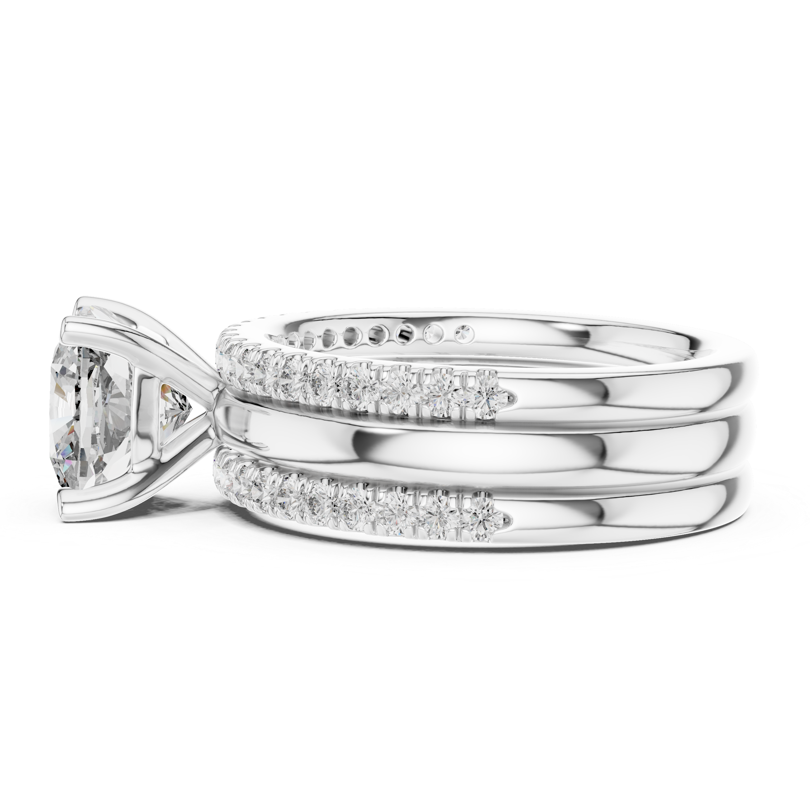 3 Carat Cushion Cut Lab Diamond Split Shank Engagement Ring