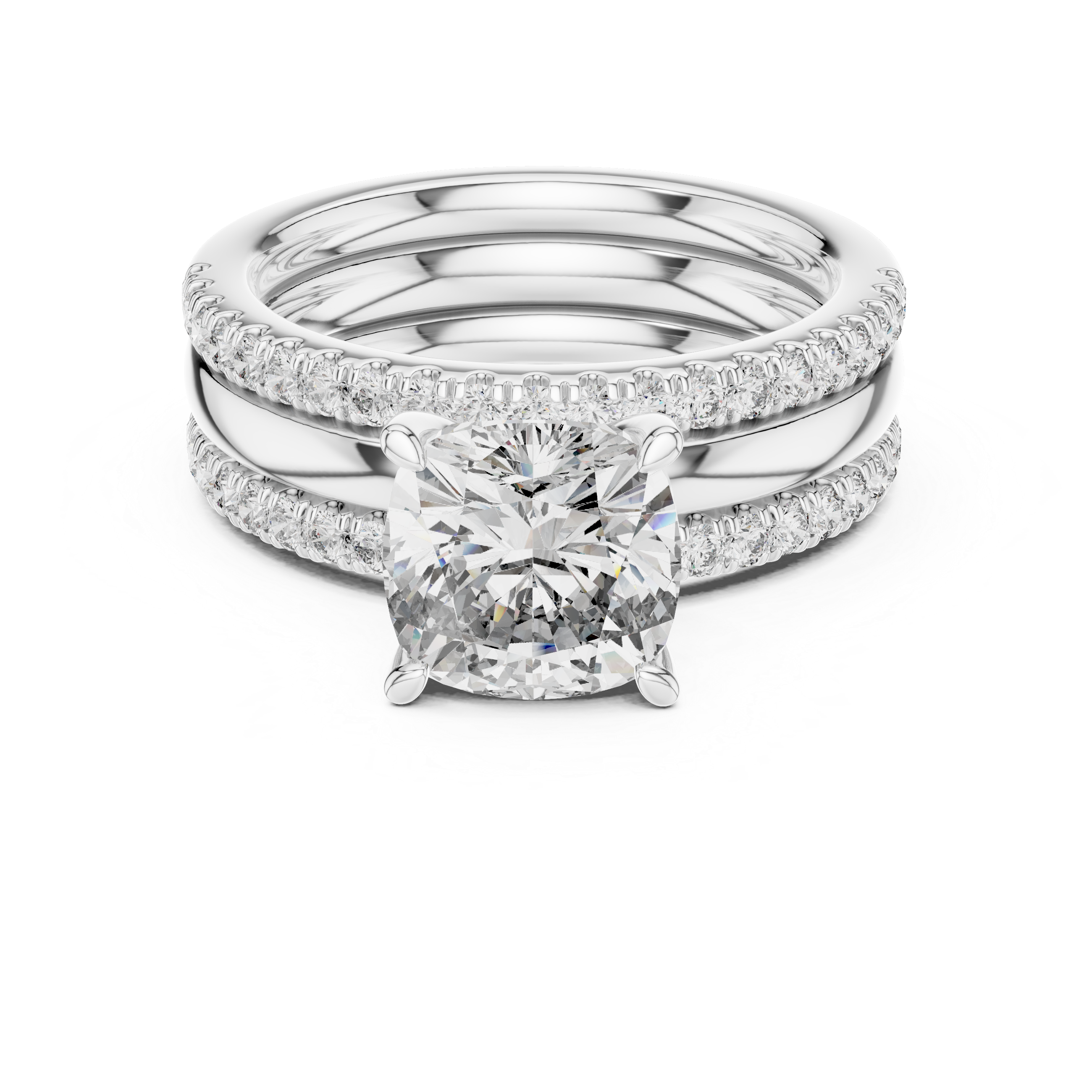 3 Carat Cushion Cut Lab Diamond Split Shank Engagement Ring