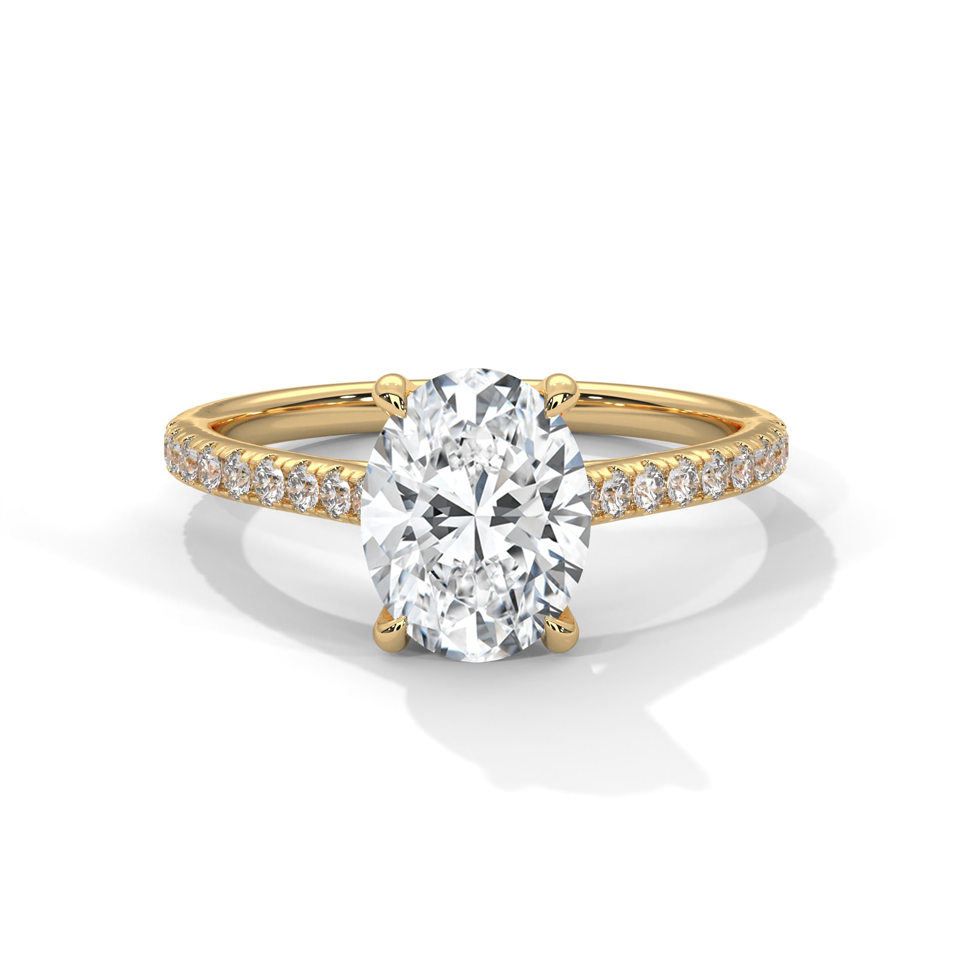 2.72 CT Oval Lab Diamond Pavé Solitaire Engagement Ring