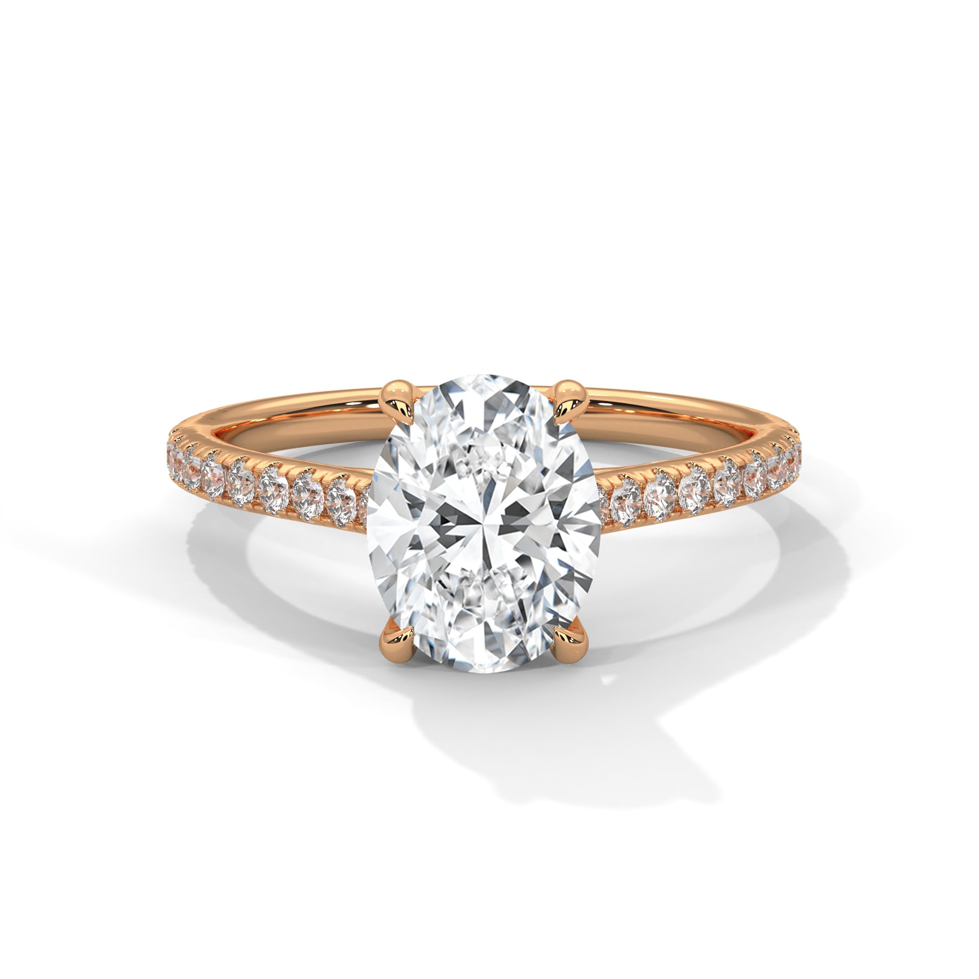 2.72 CT Oval Lab Diamond Pavé Solitaire Engagement Ring