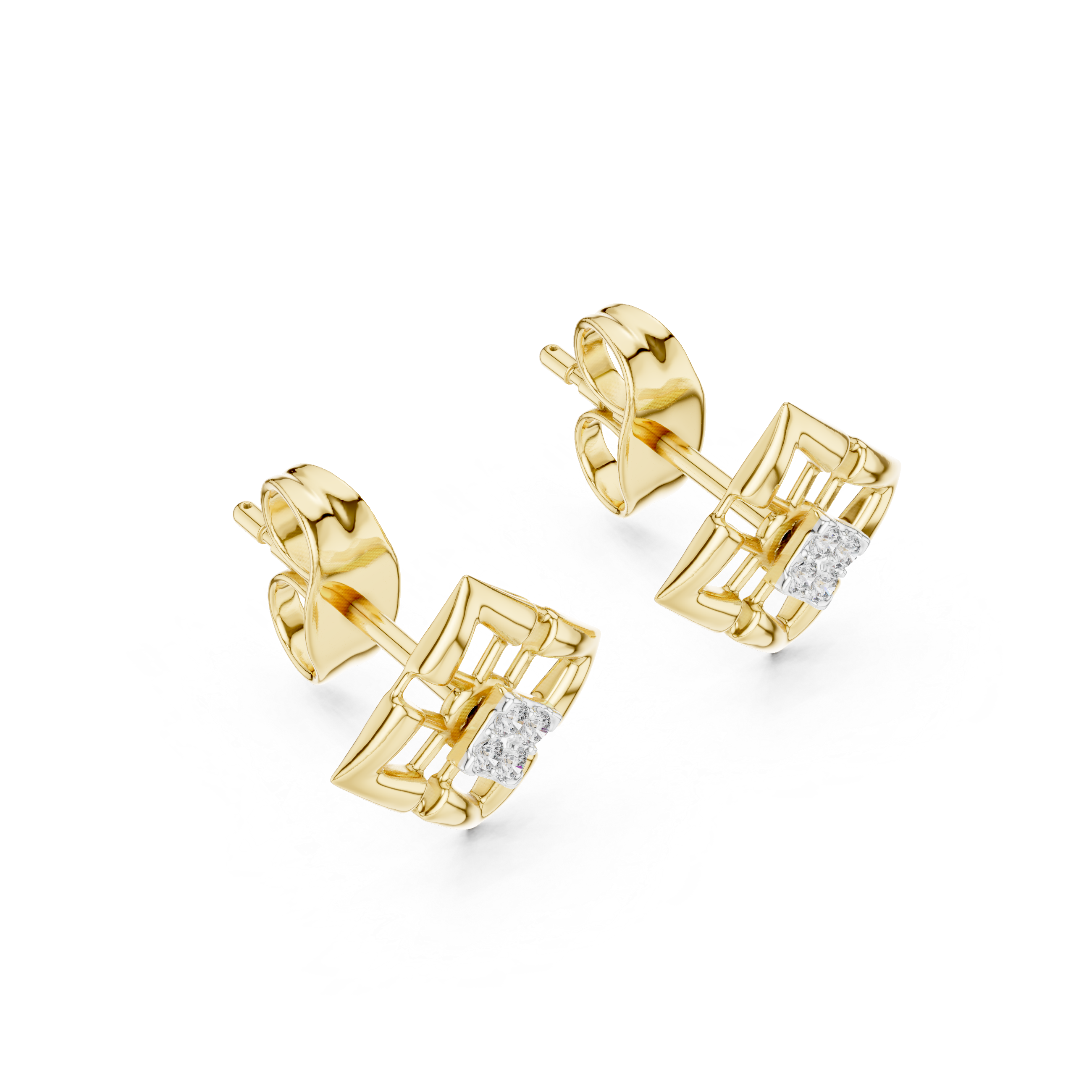 Geometric Lattice Square Stud Earrings