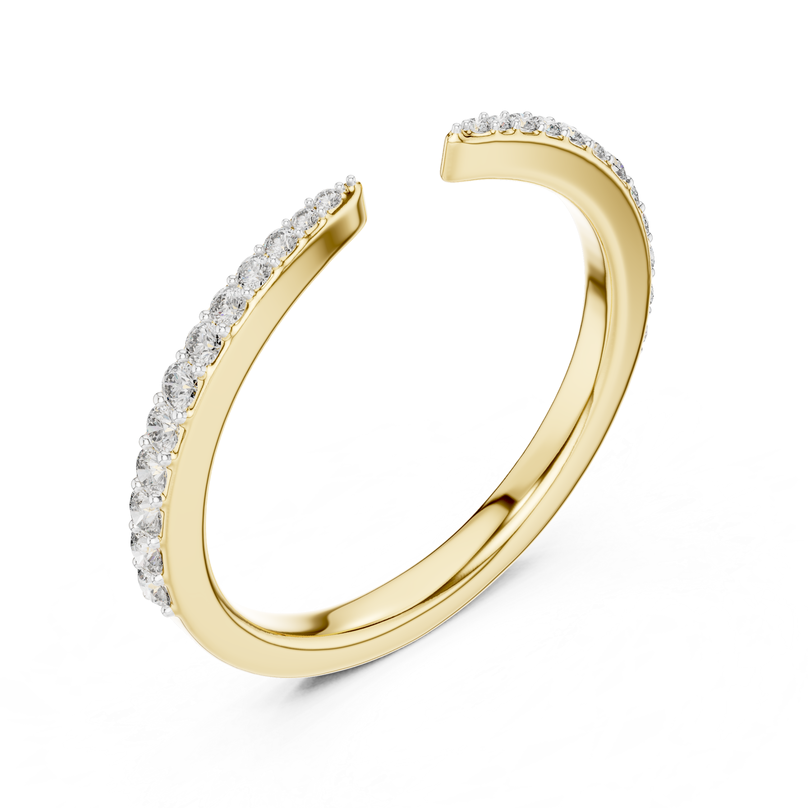 Floating Pave Split Stacking Ring - Open Cuff Diamond