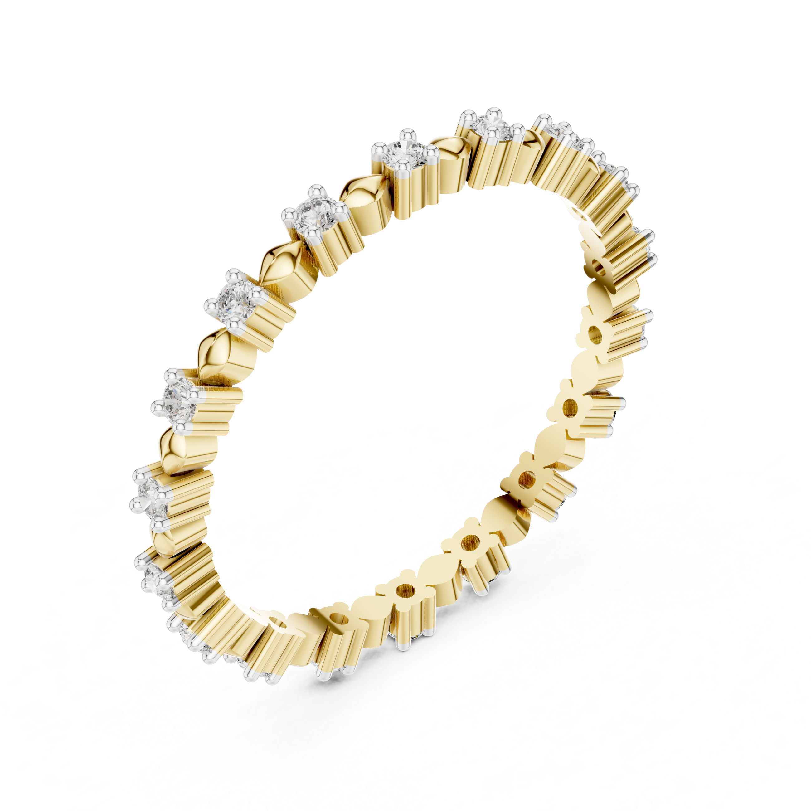 Alternating Marquis Bead & Collet Eternity Band