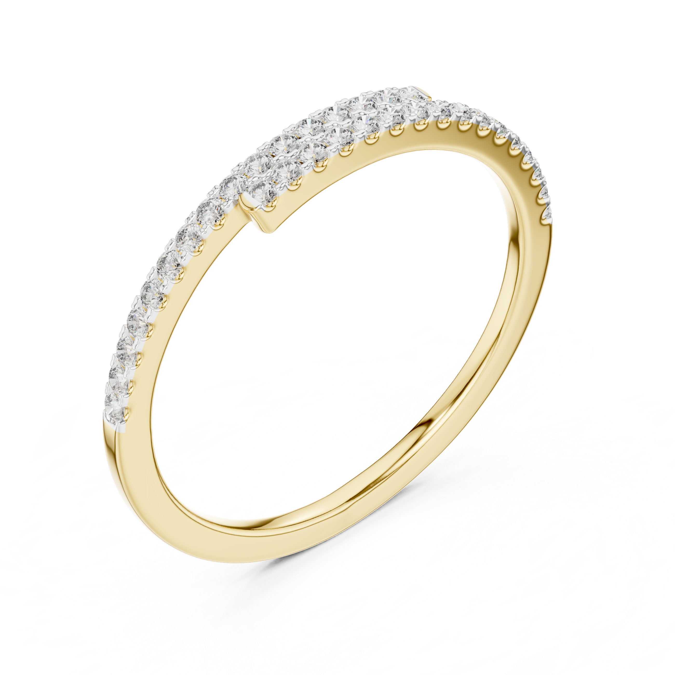 Dual-Row Floating Diamond Bypass Band Ring
