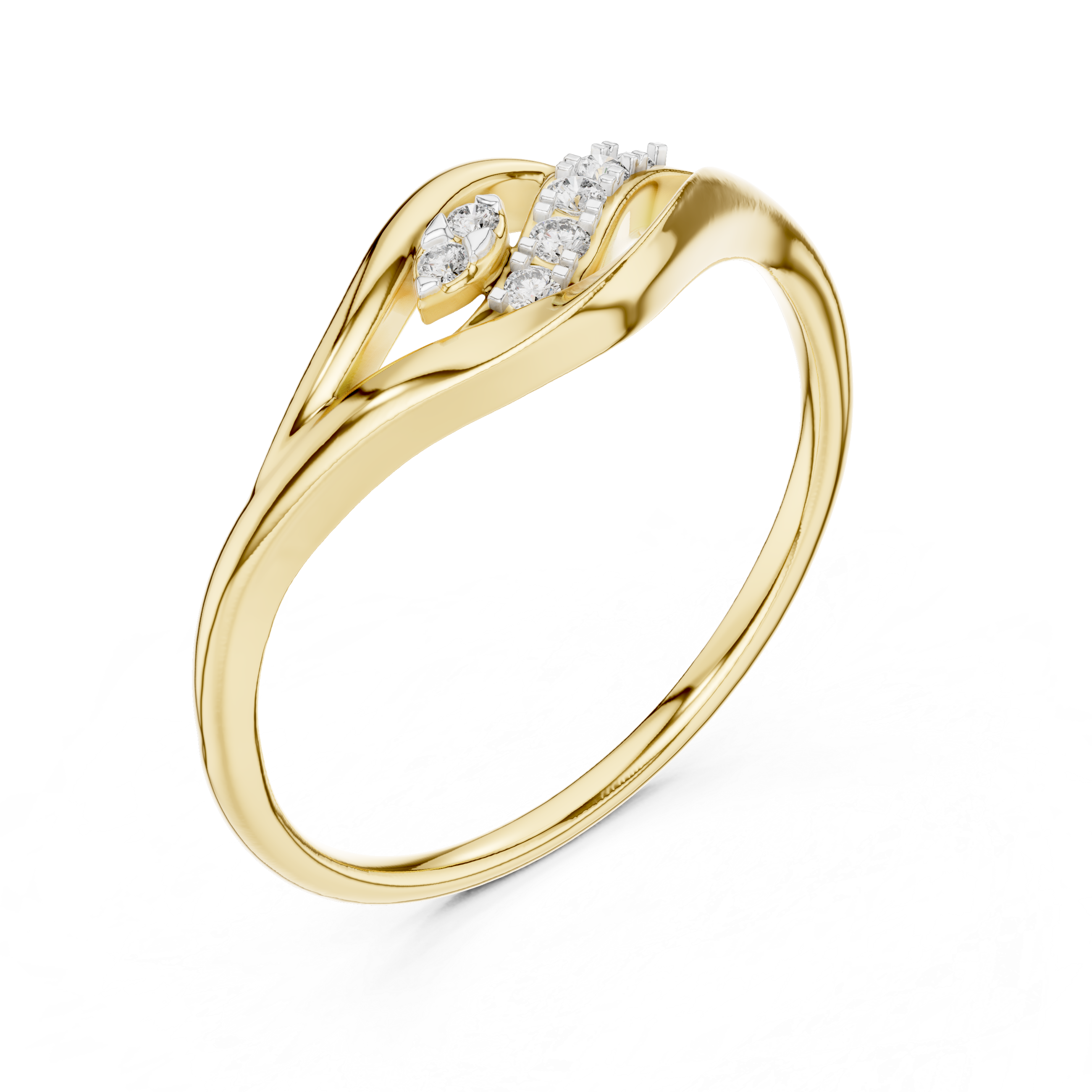 Twisted Wave Contour - Toi et Moi Inspired Curved Wave Ring