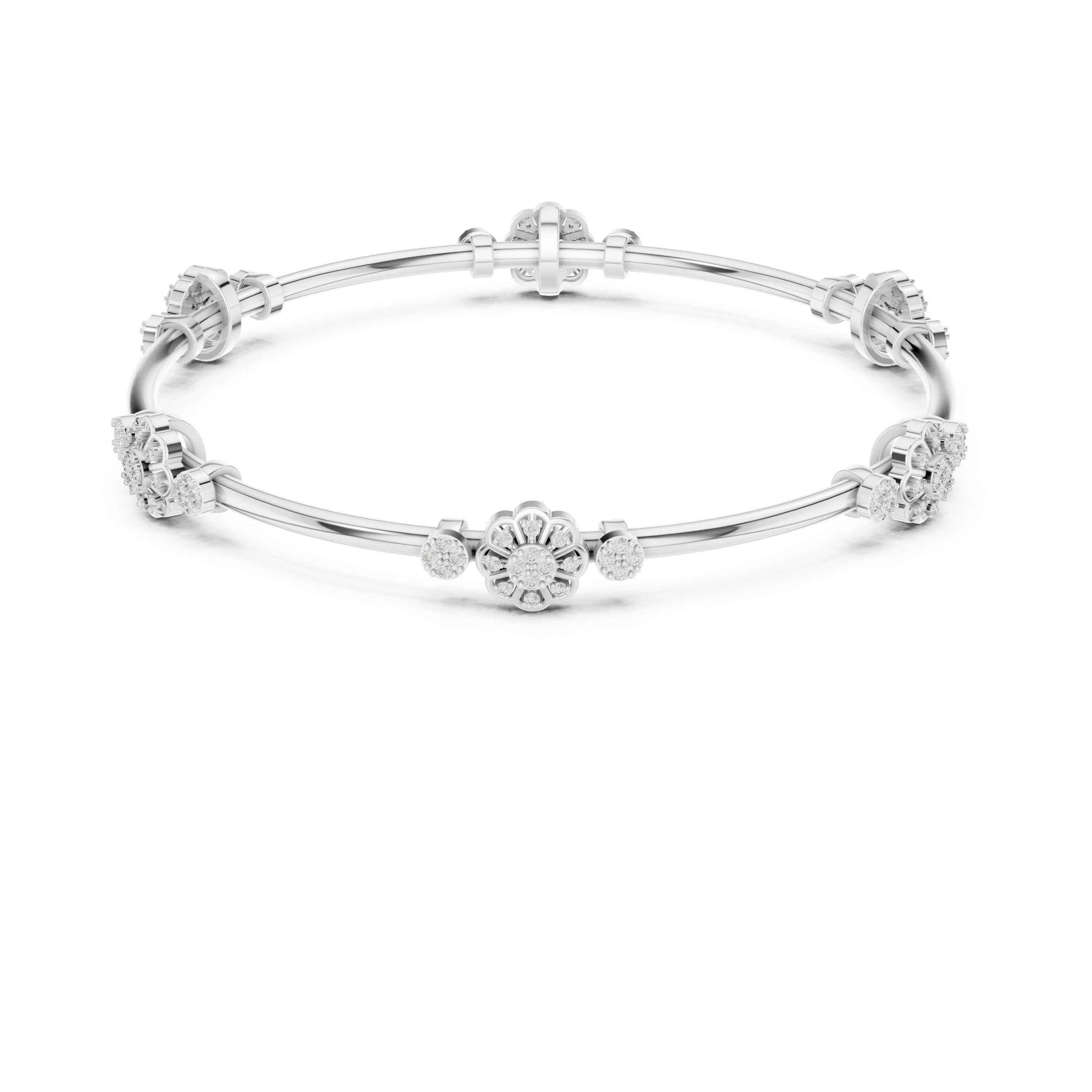 Blossoming Aura Diamond Floral Bangle Bracelet
