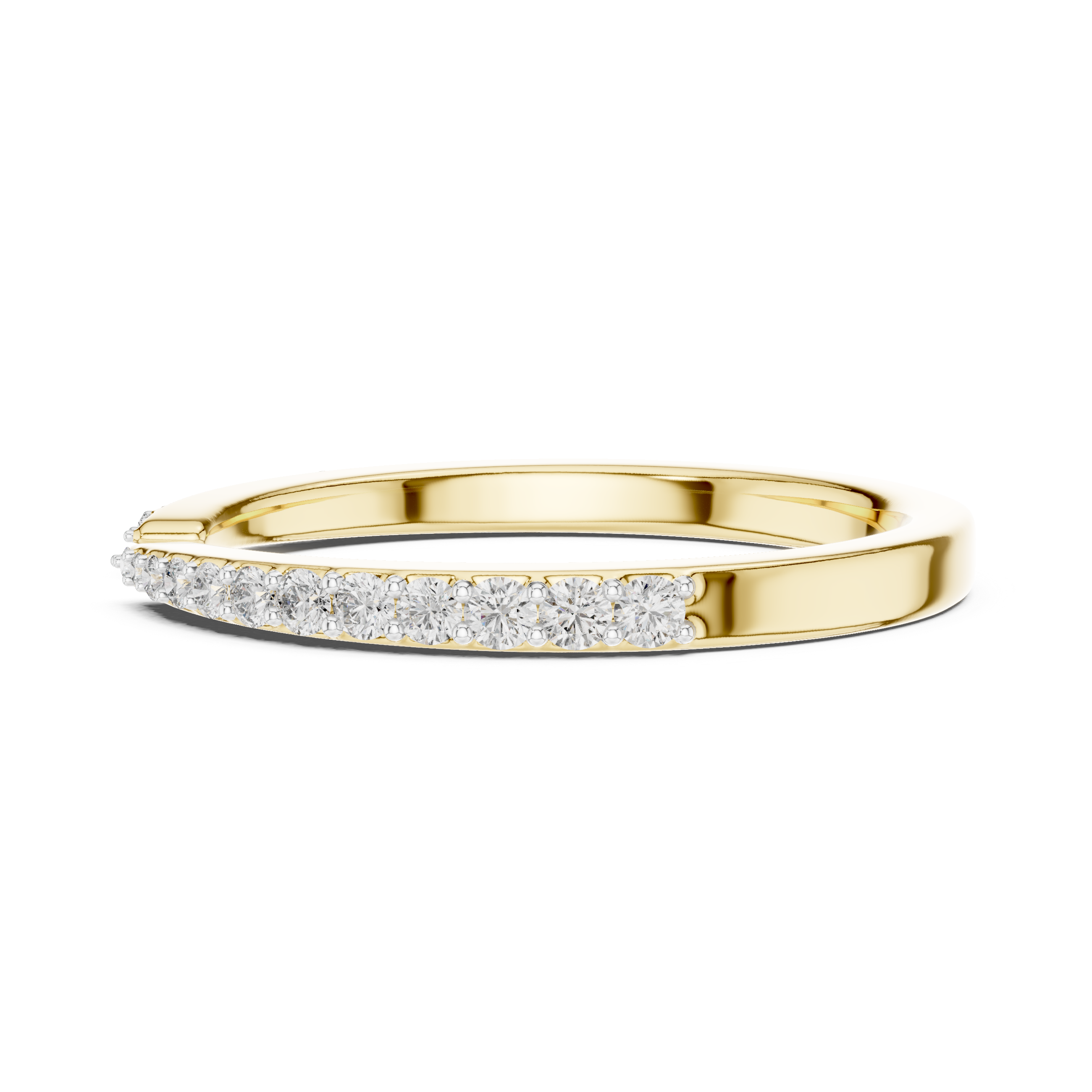 Floating Pave Split Stacking Ring - Open Cuff Diamond