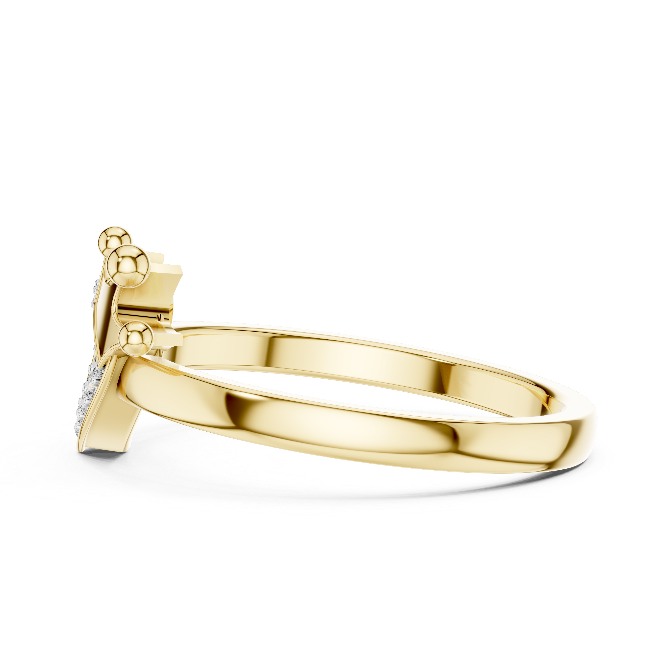 Royal Heart Crown Ring | Tiara Silhouette Bypass Ring
