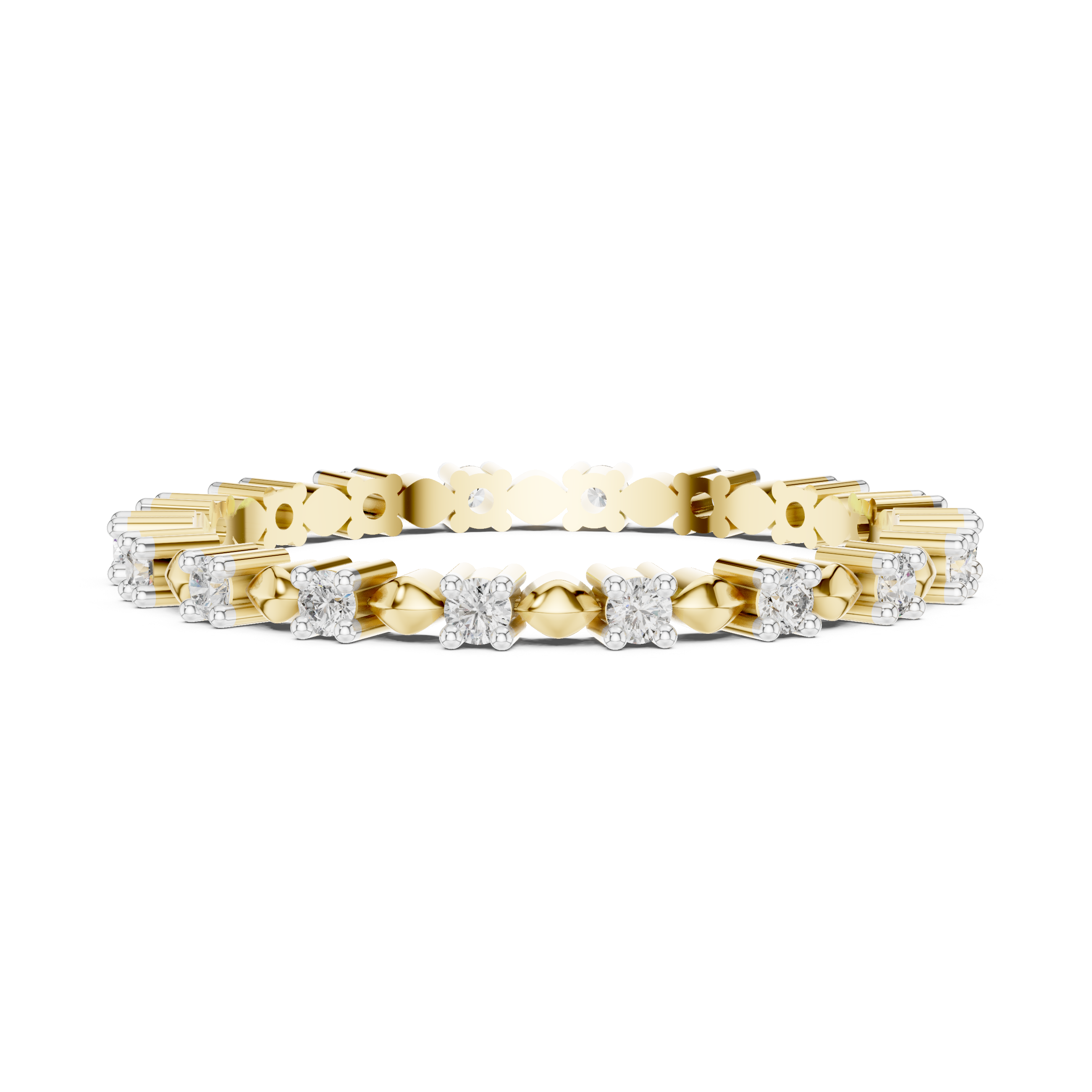 Alternating Marquis Bead & Collet Eternity Band