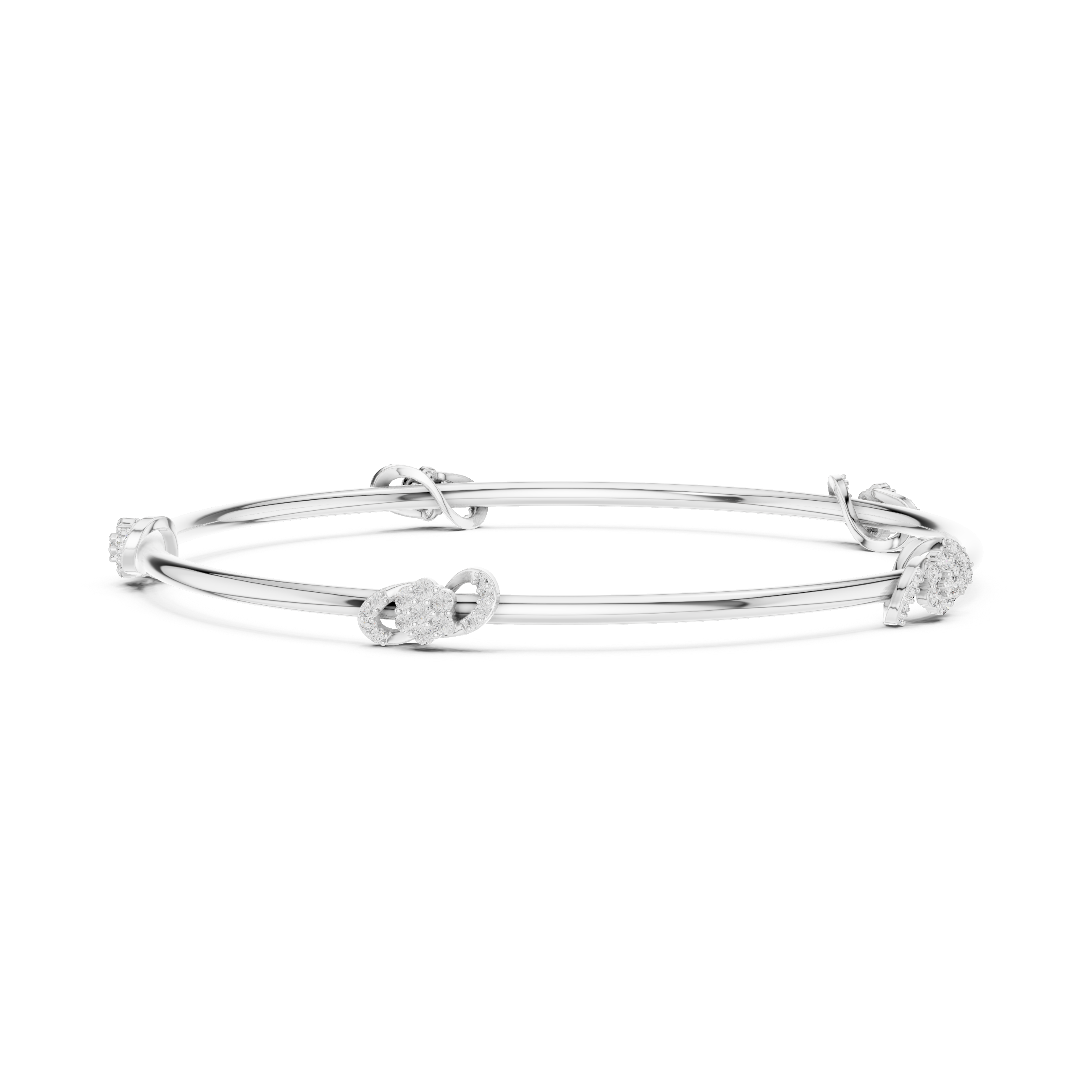 Multi-Station Diamond Flower Knot Station Bangle