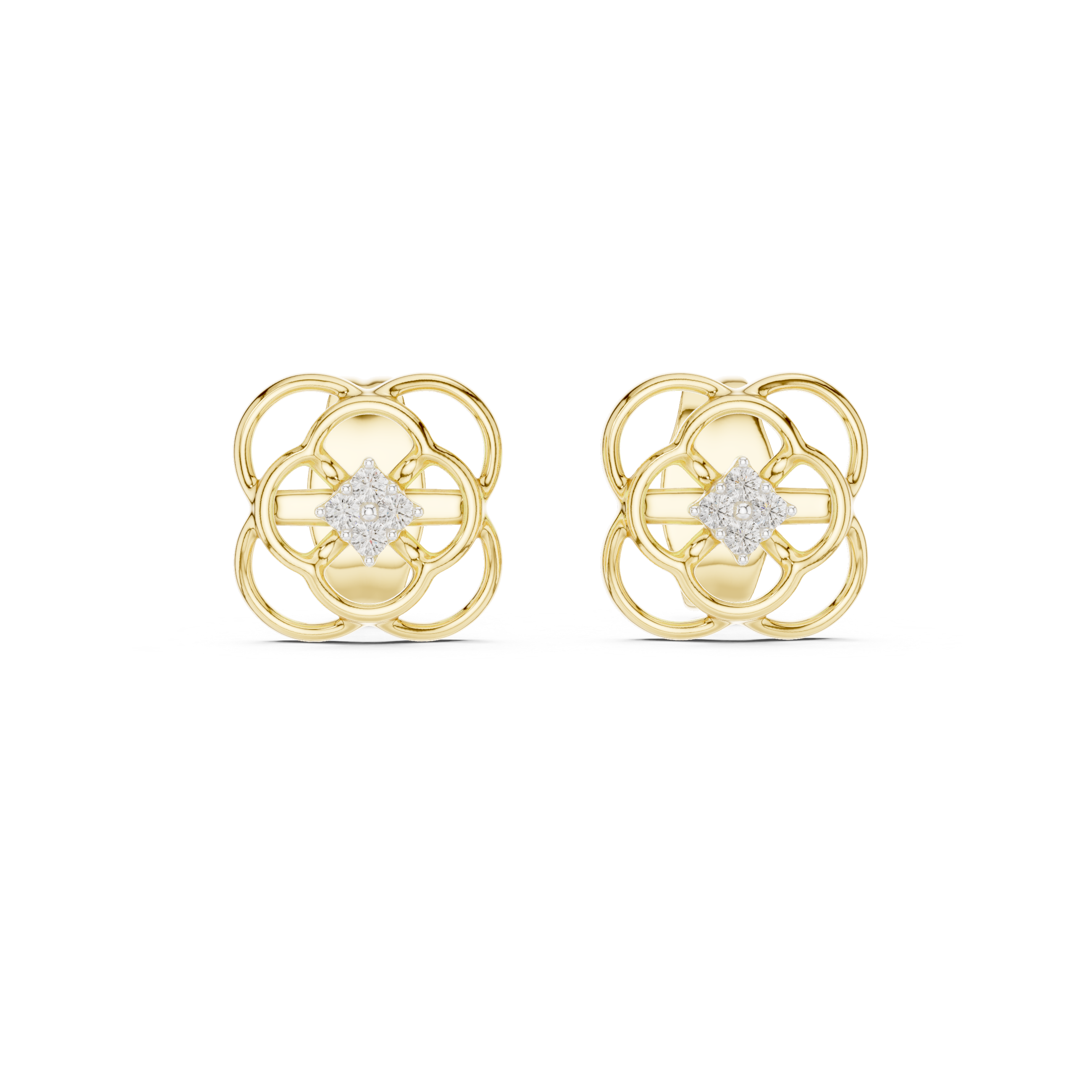 Floral Clover Stud Earrings