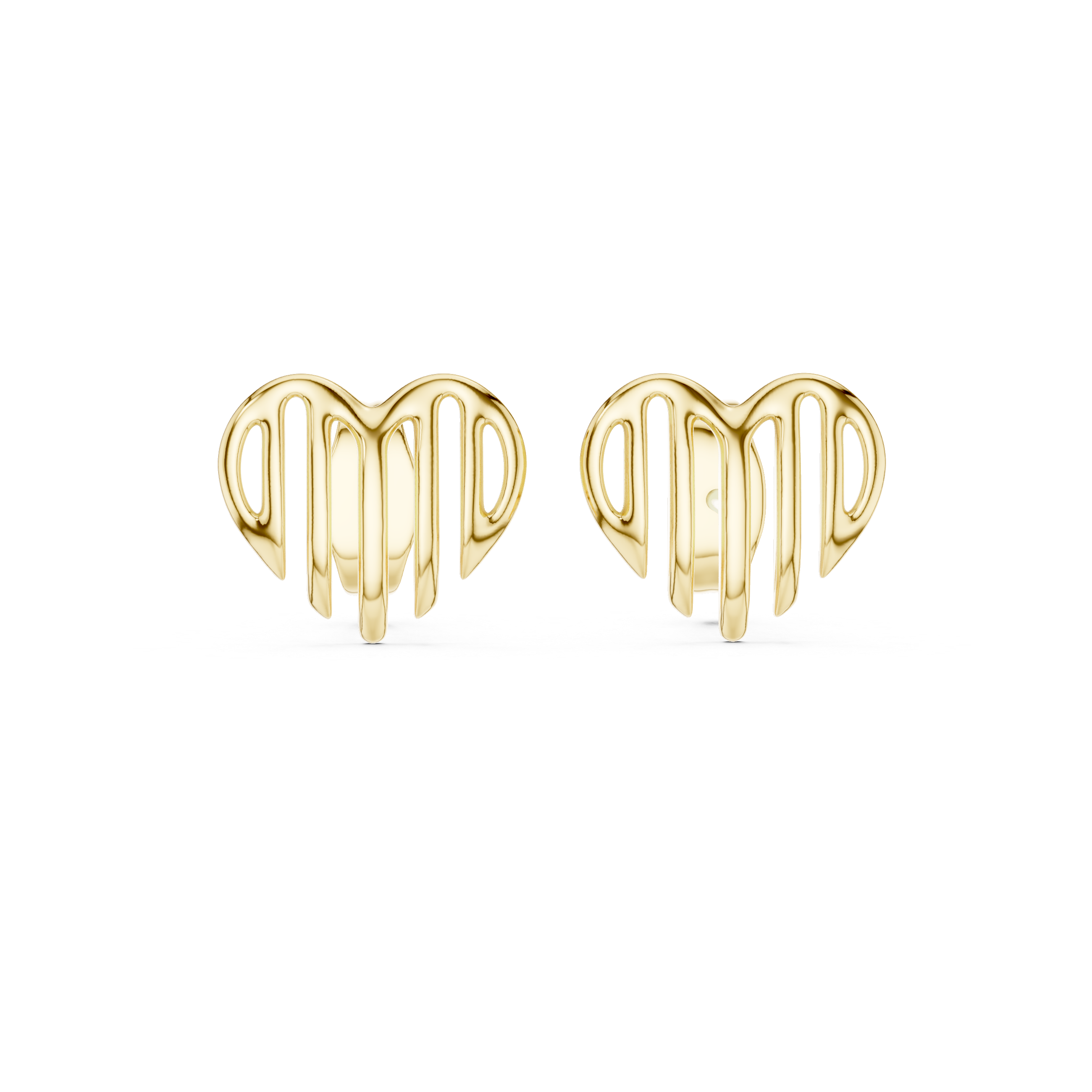 Minimalist Openwork Ribbed Heart Stud Earrings