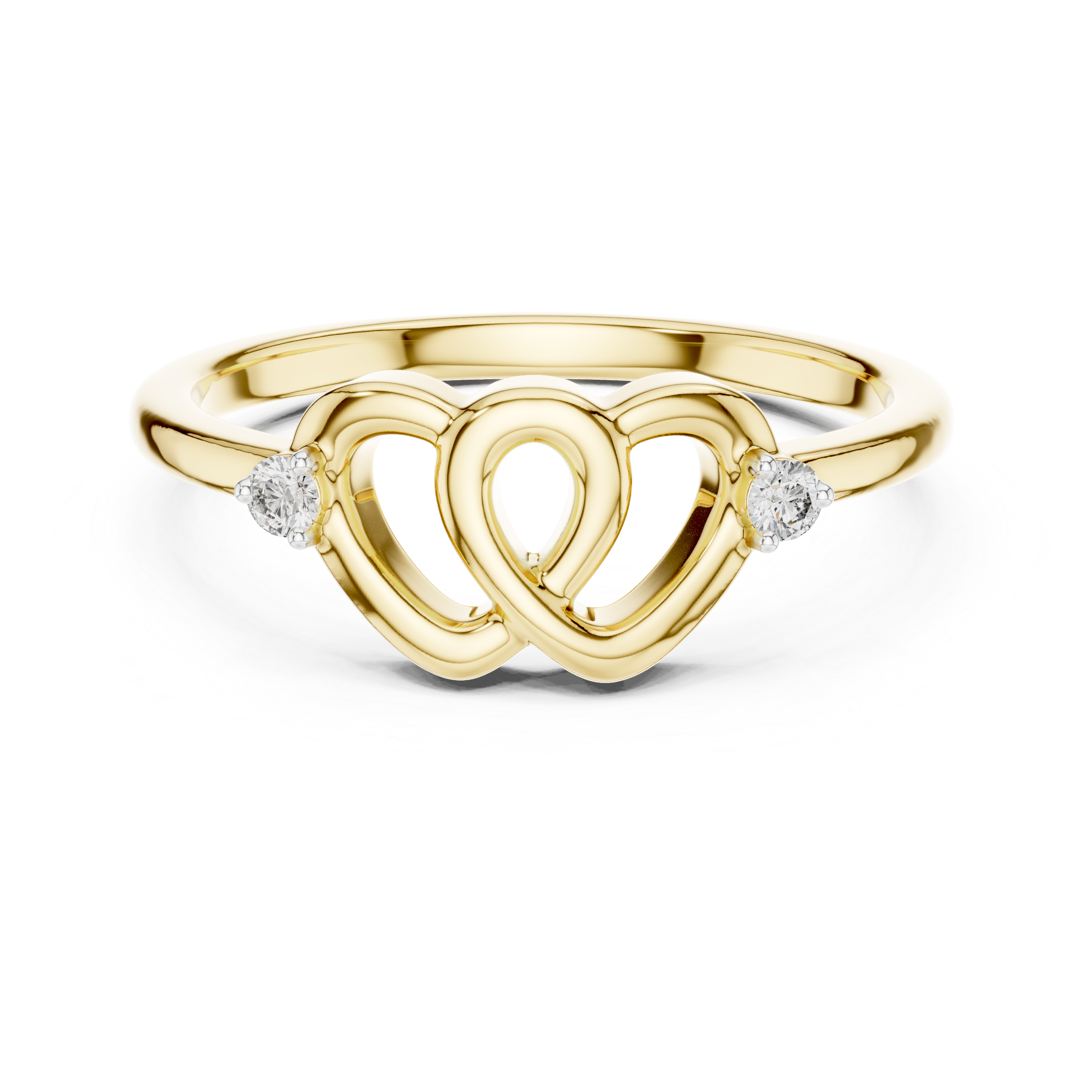 Interlocking Twin Heart Diamond Ring