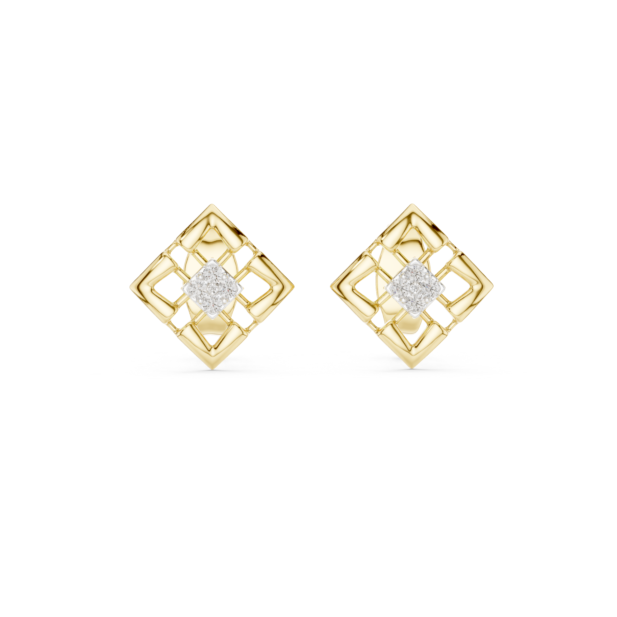 Geometric Lattice Square Stud Earrings