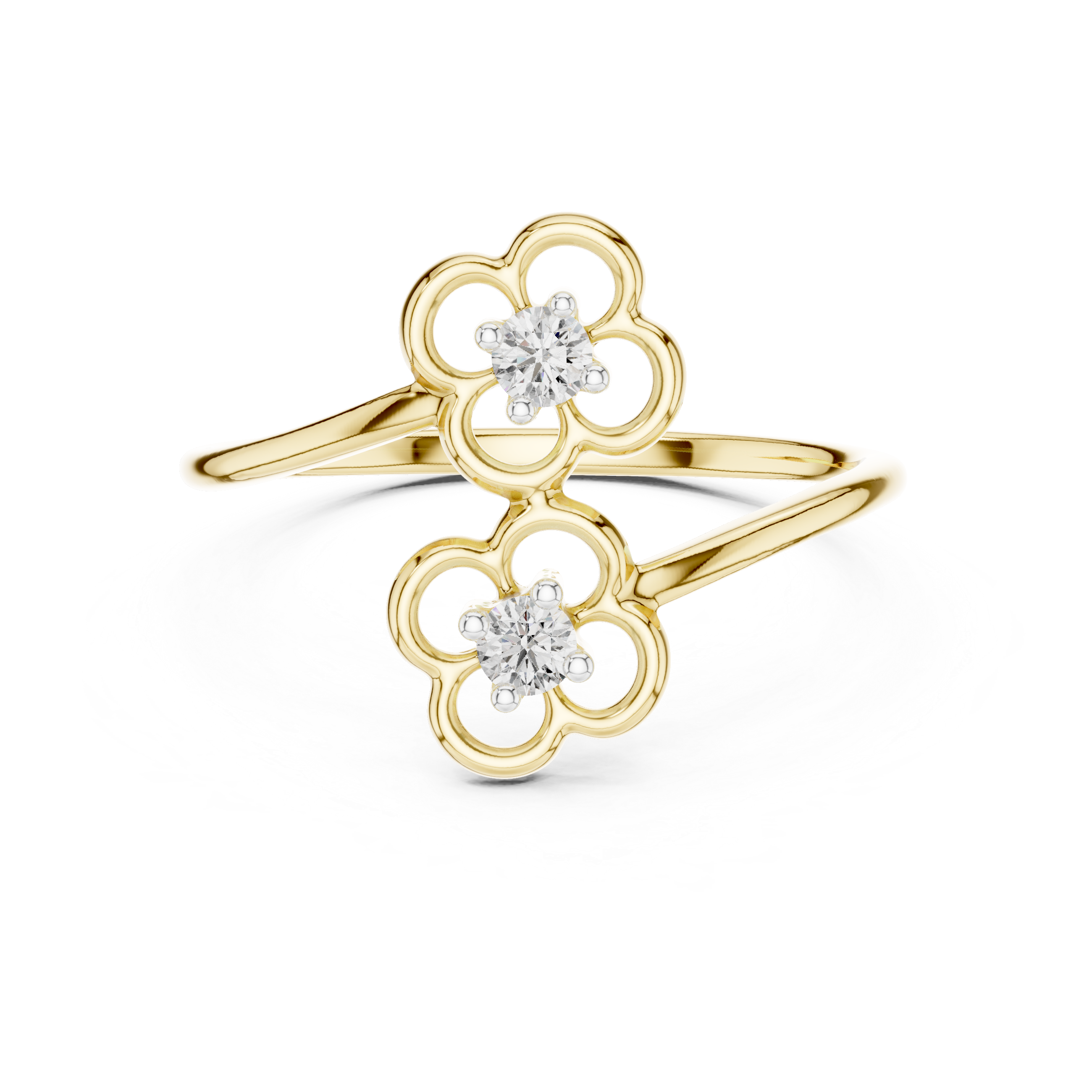 Toi et Moi Floral Open Bypass Ring