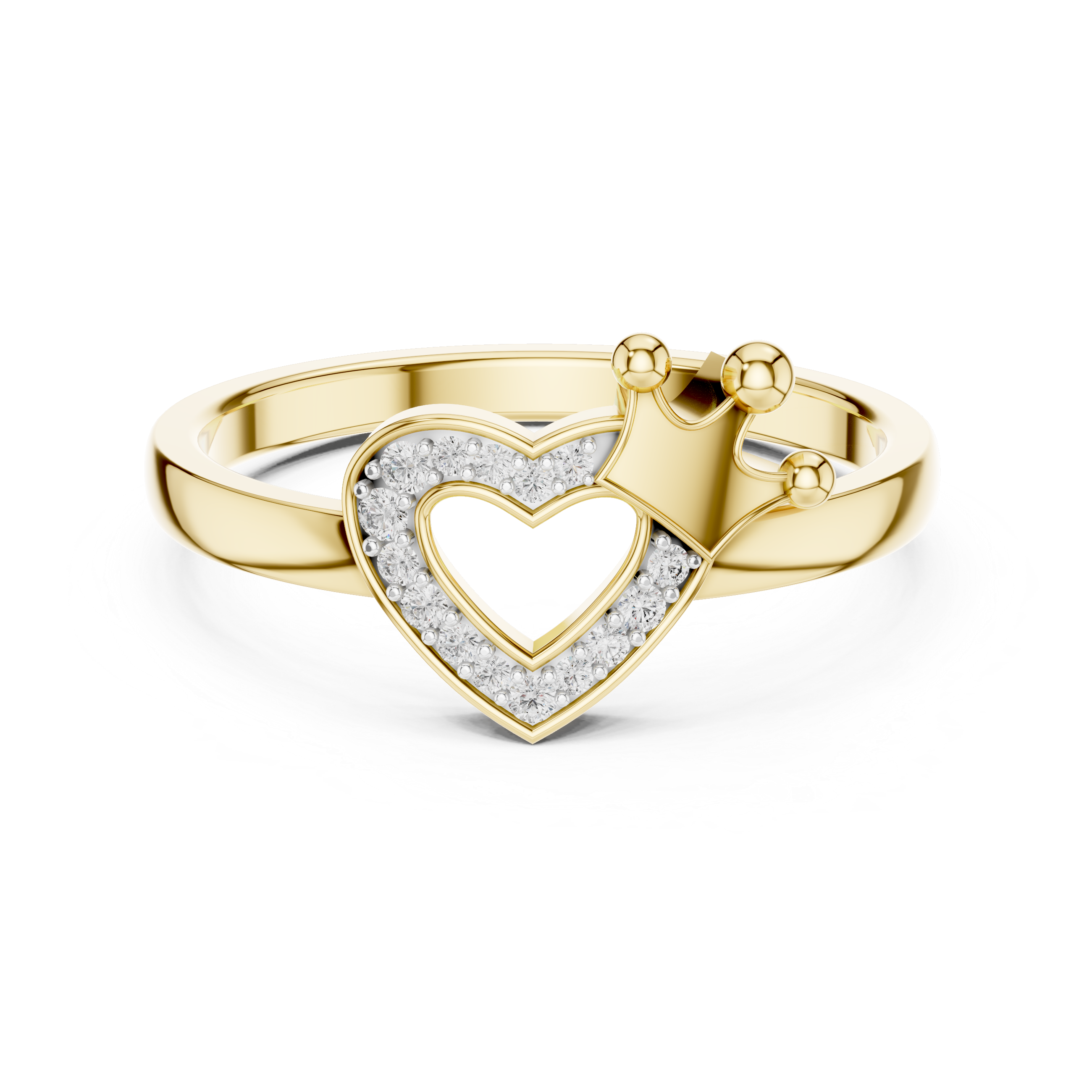 Royal Heart Crown Ring | Tiara Silhouette Bypass Ring