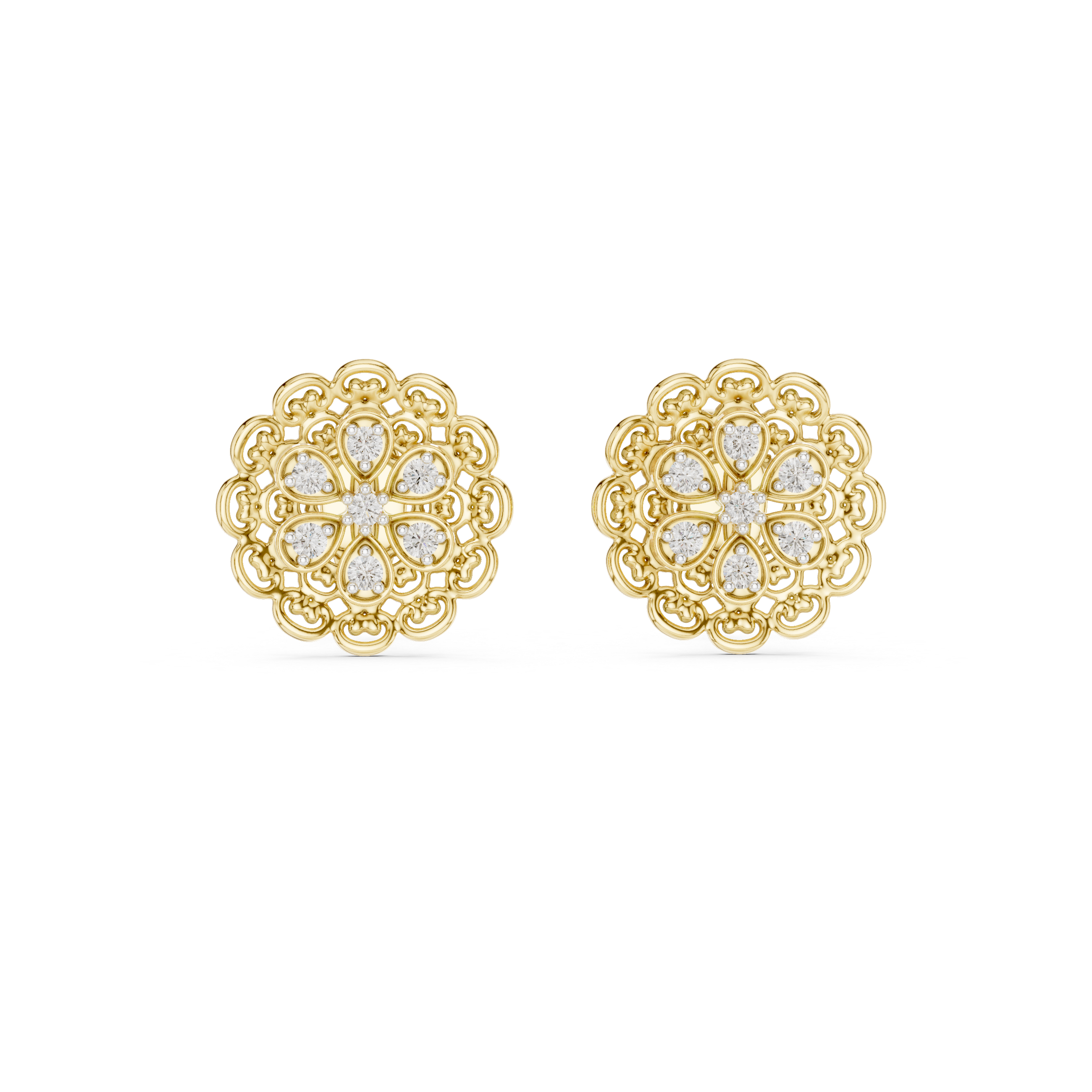 Vintage Filigree Mandala Stud Earrings