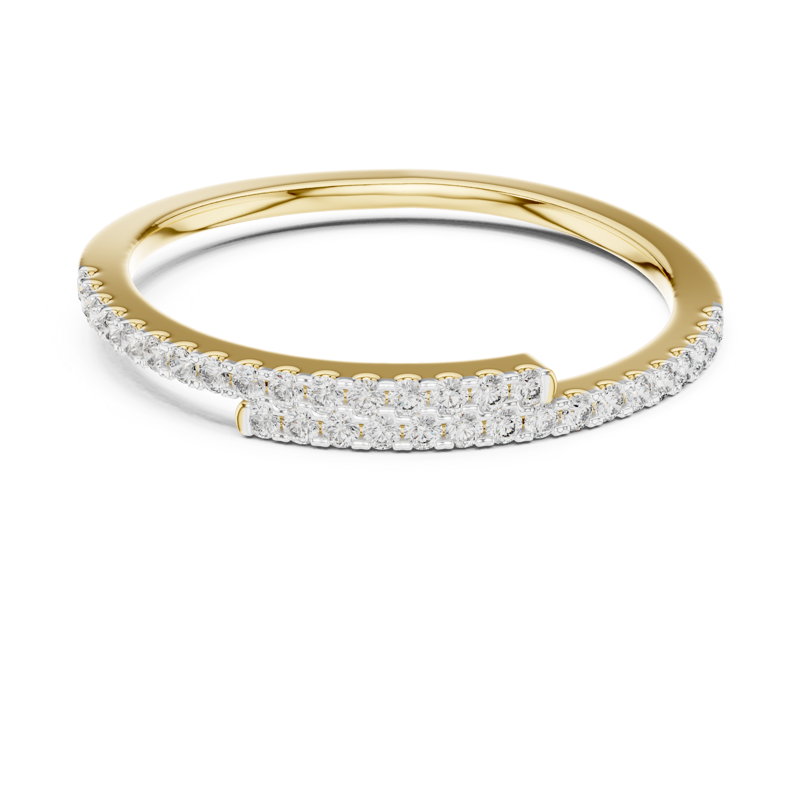 Dual-Row Floating Diamond Bypass Band Ring
