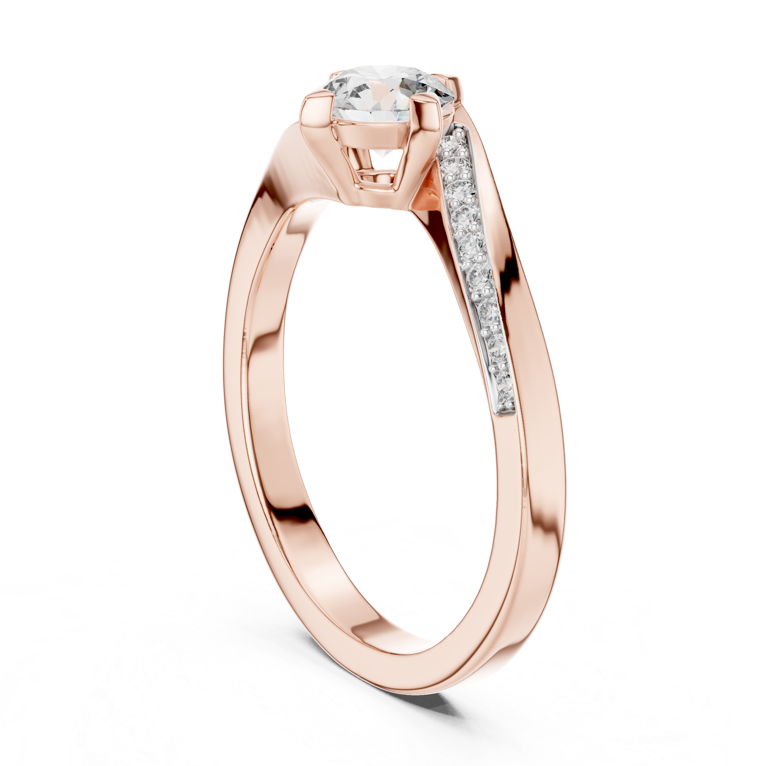 Round Brilliant Twisted Bypass Solitaire Ring