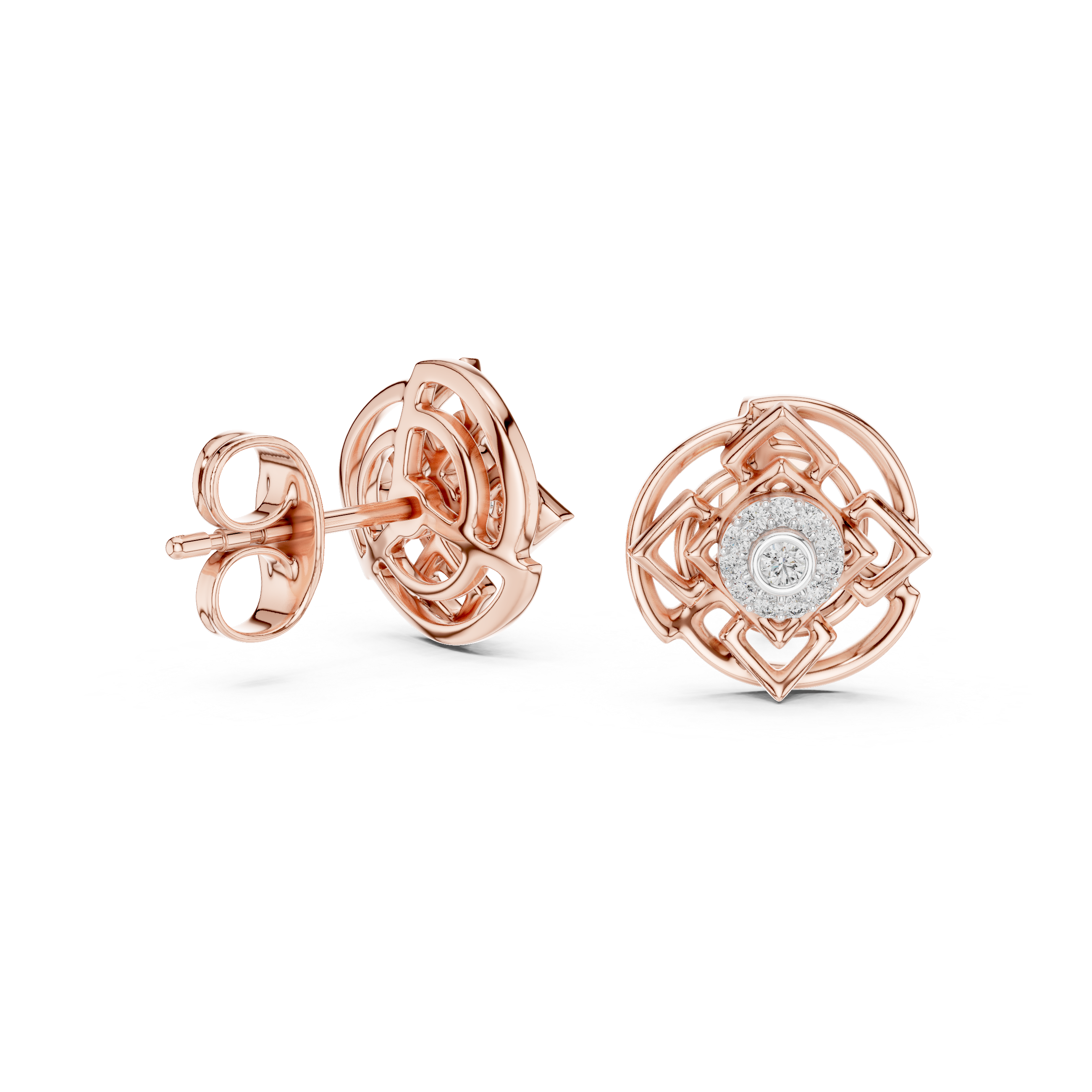 Sacred Lotus Mandala Stud Earrings