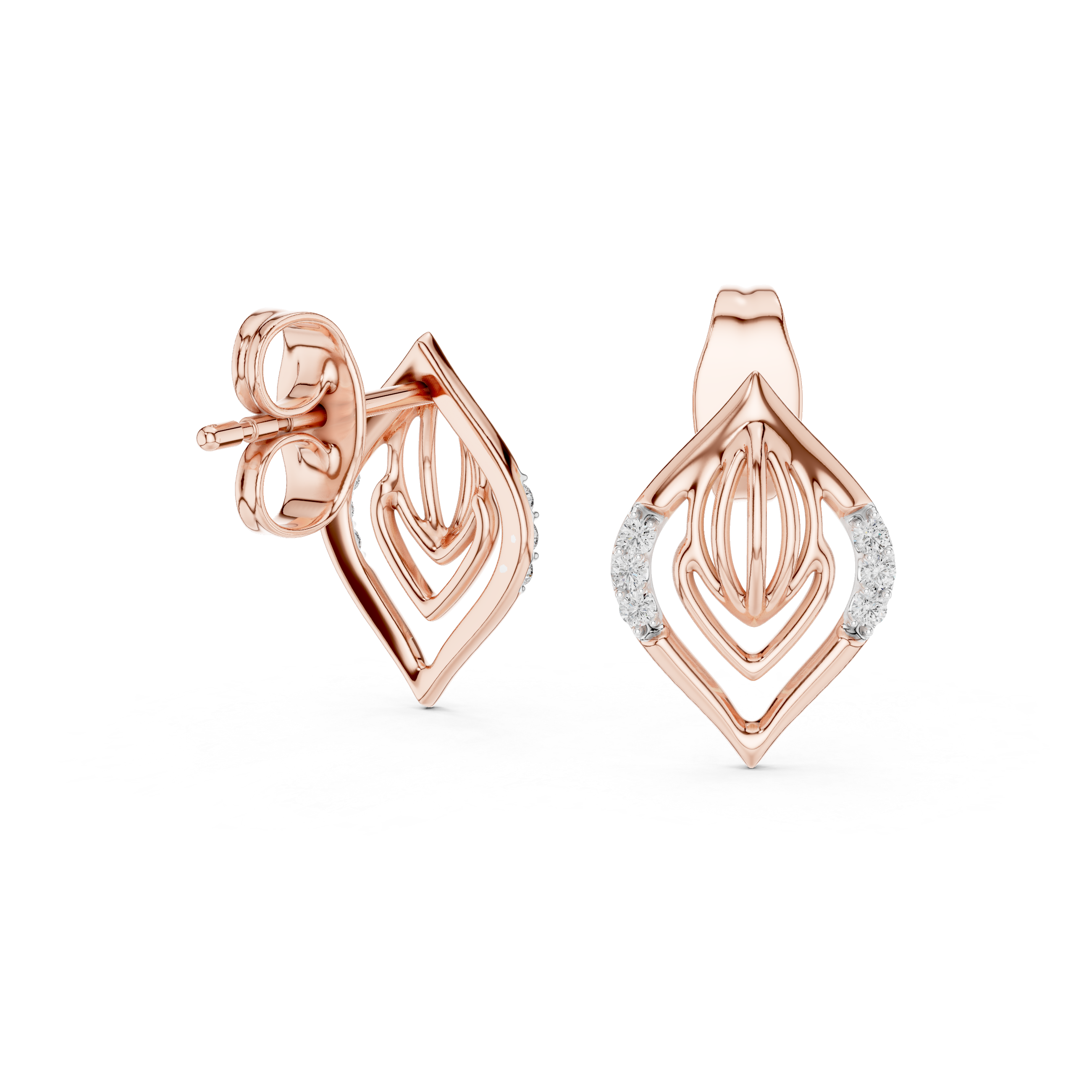 Architectural Leaf Chevron Stud Earrings