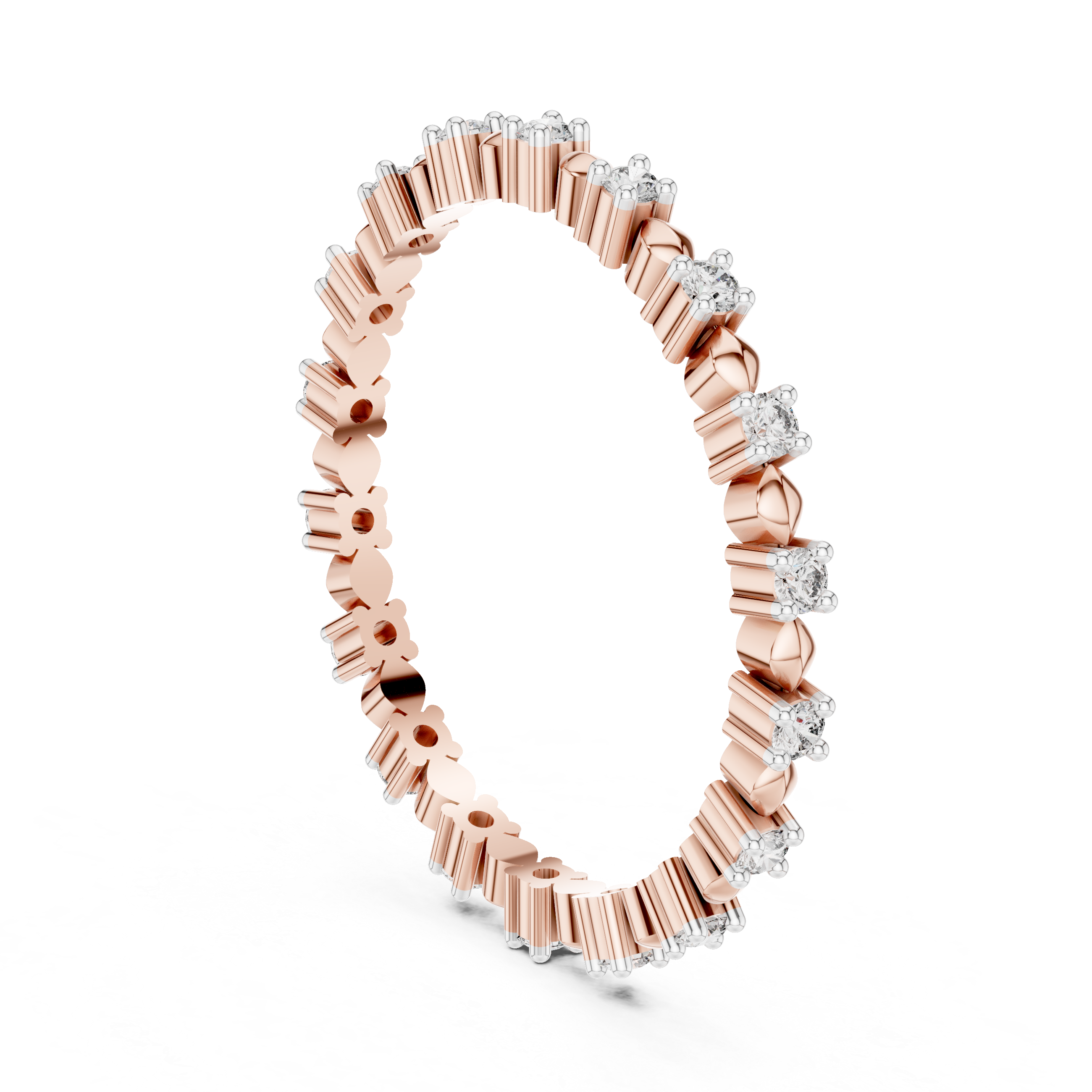 Alternating Marquis Bead & Collet Eternity Band