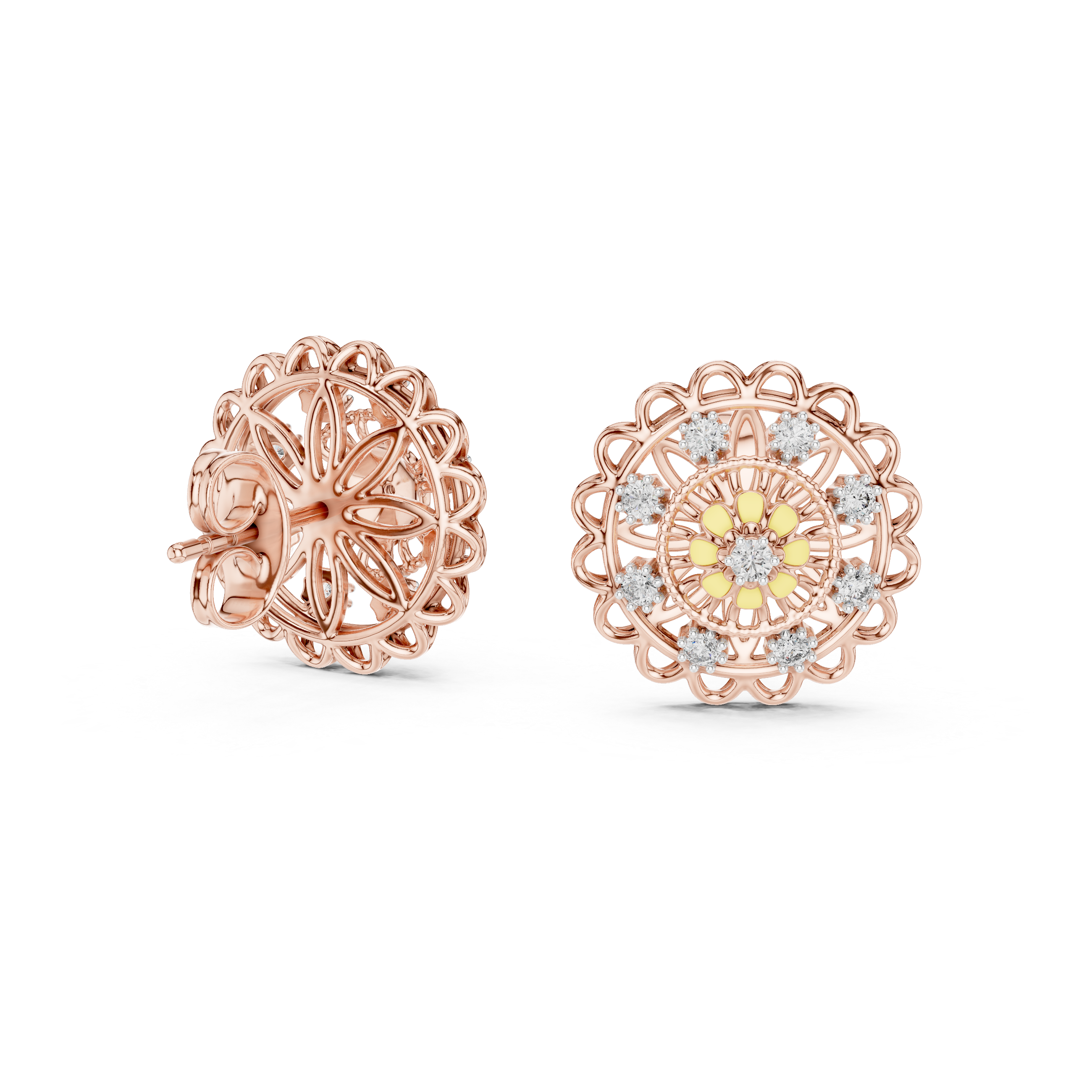 Mandala Floral Blossom Stud Earrings