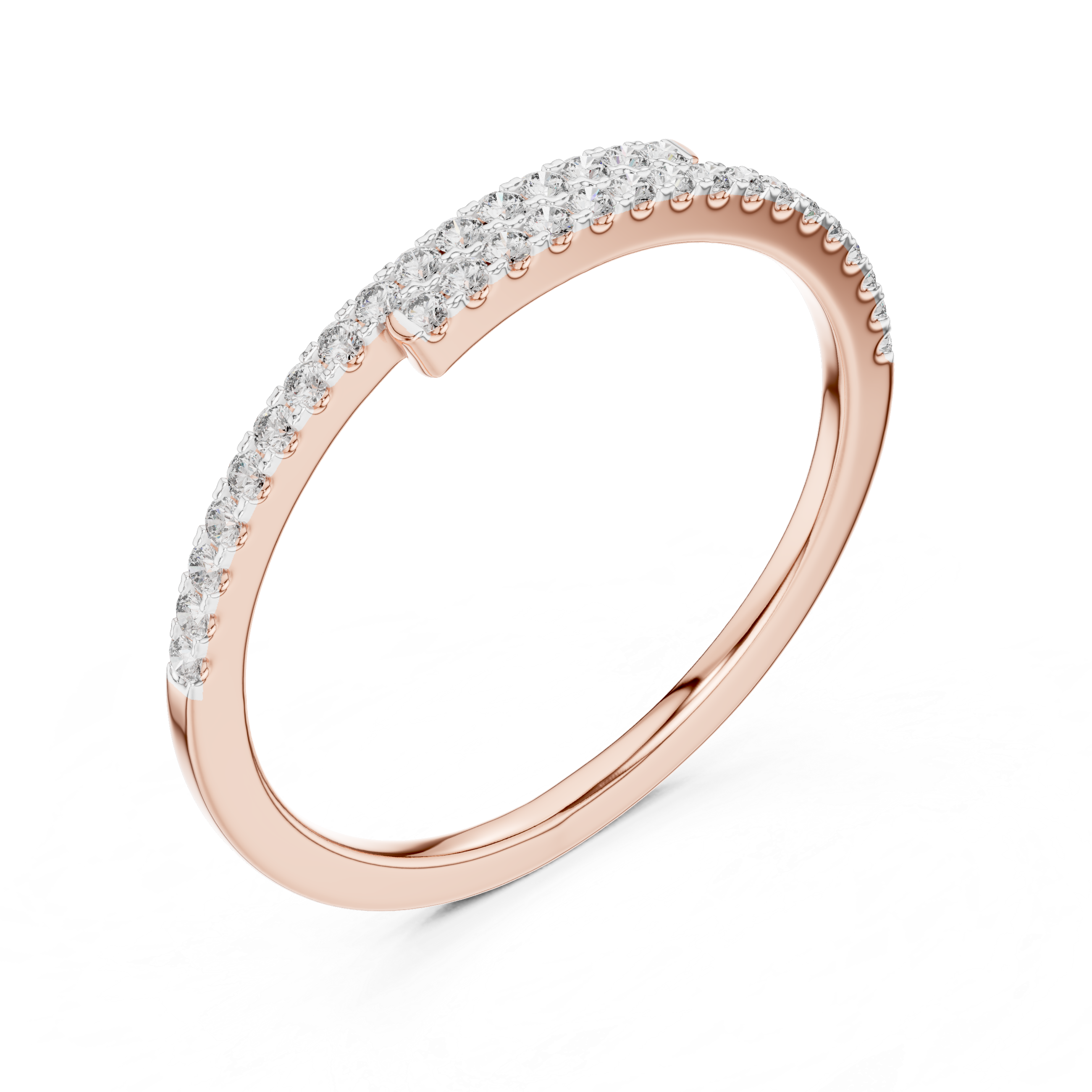 Dual-Row Floating Diamond Bypass Band Ring