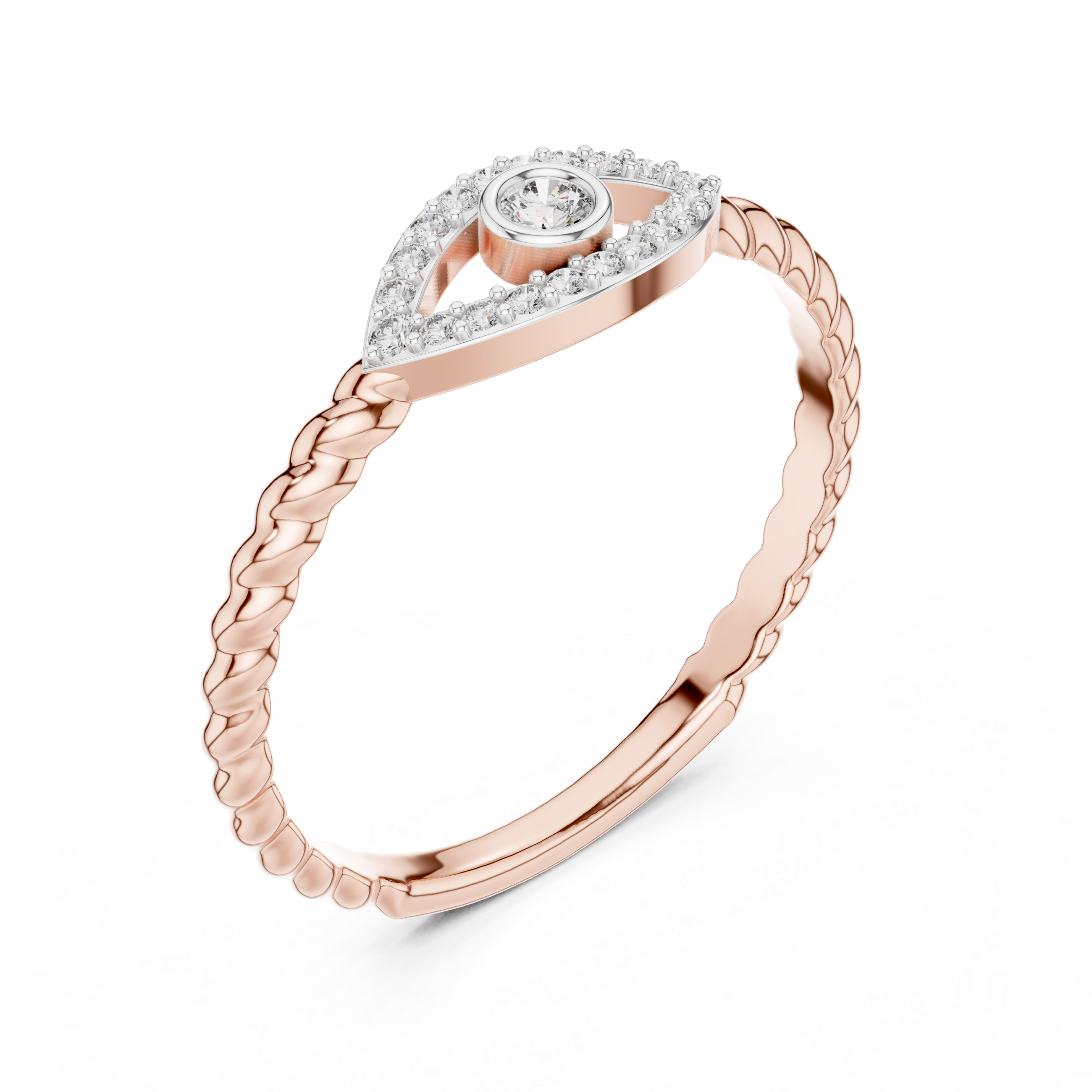 Evil Eye Cable Band - Bezel-Set Protection Silhouette Ring