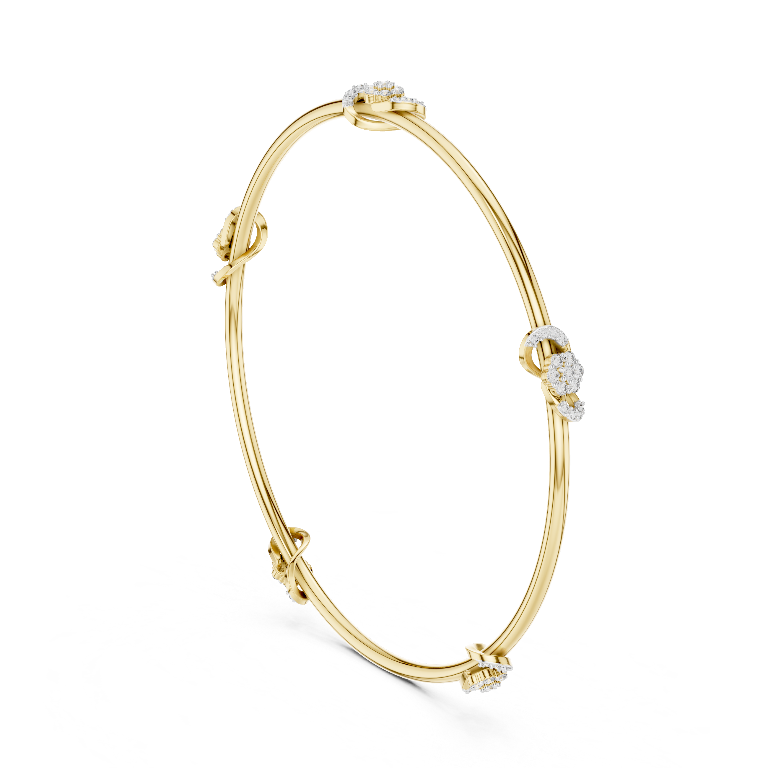 Multi-Station Diamond Flower Knot Station Bangle