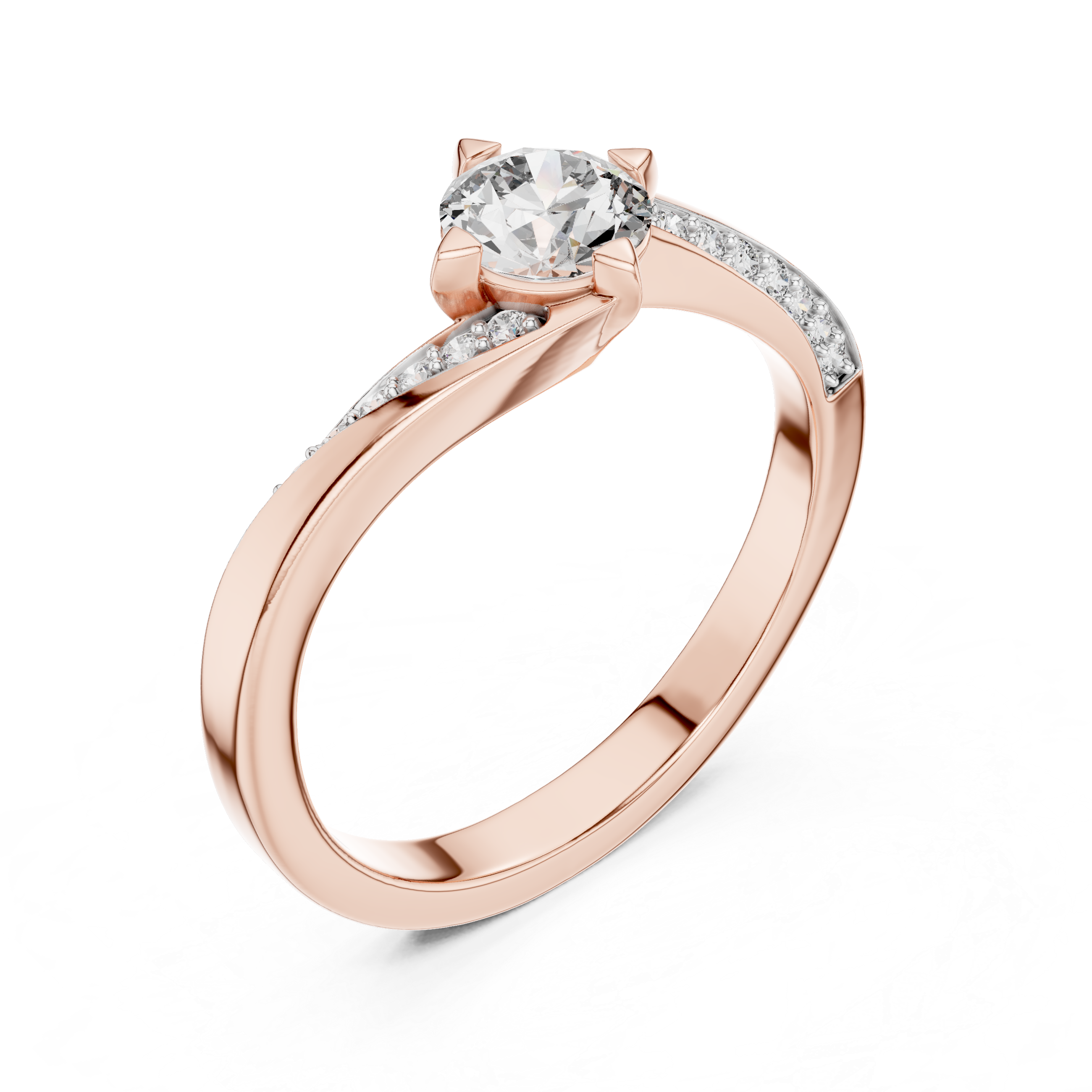Round Brilliant Twisted Bypass Solitaire Ring