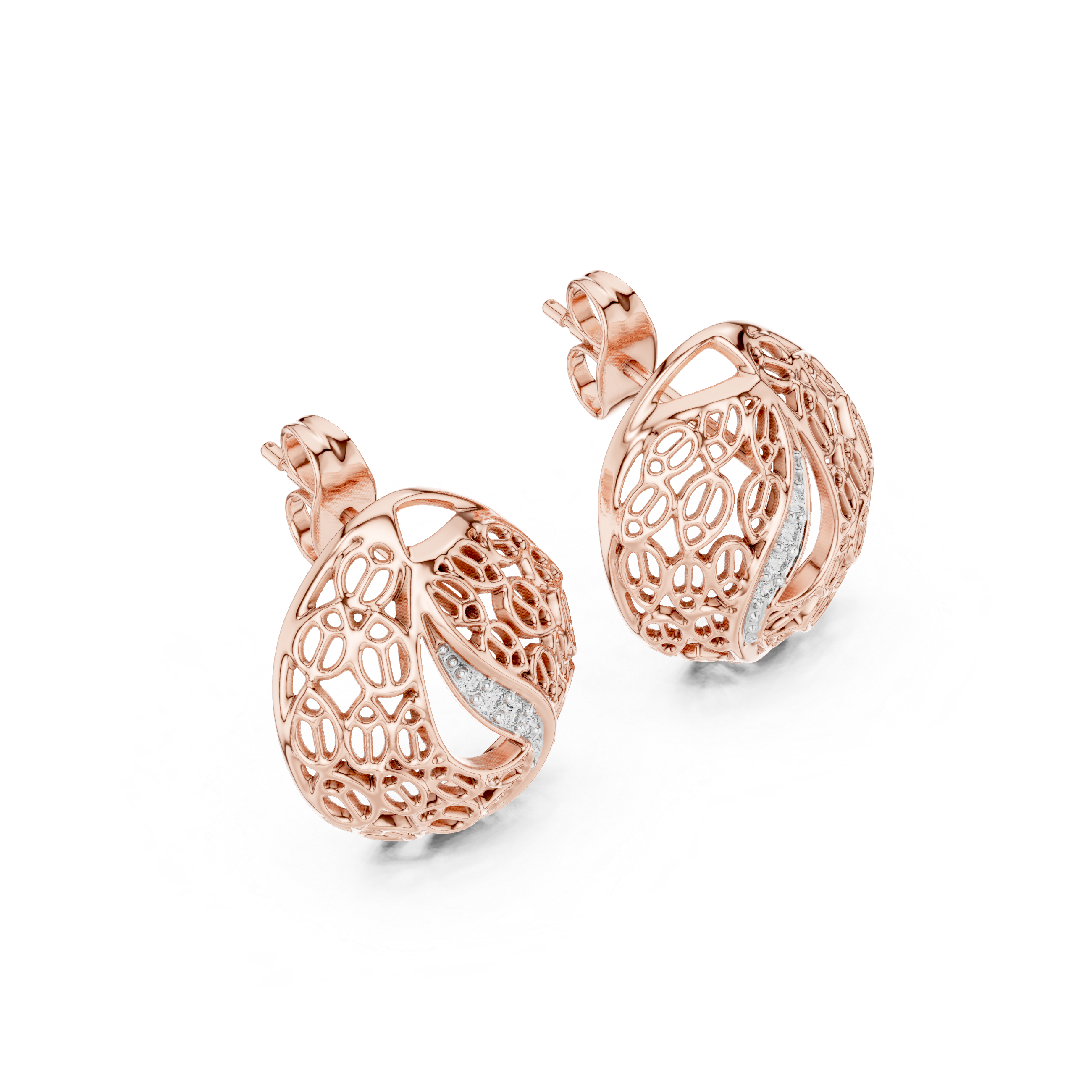 Vintage Openwork Filigree Dome Stud Earrings