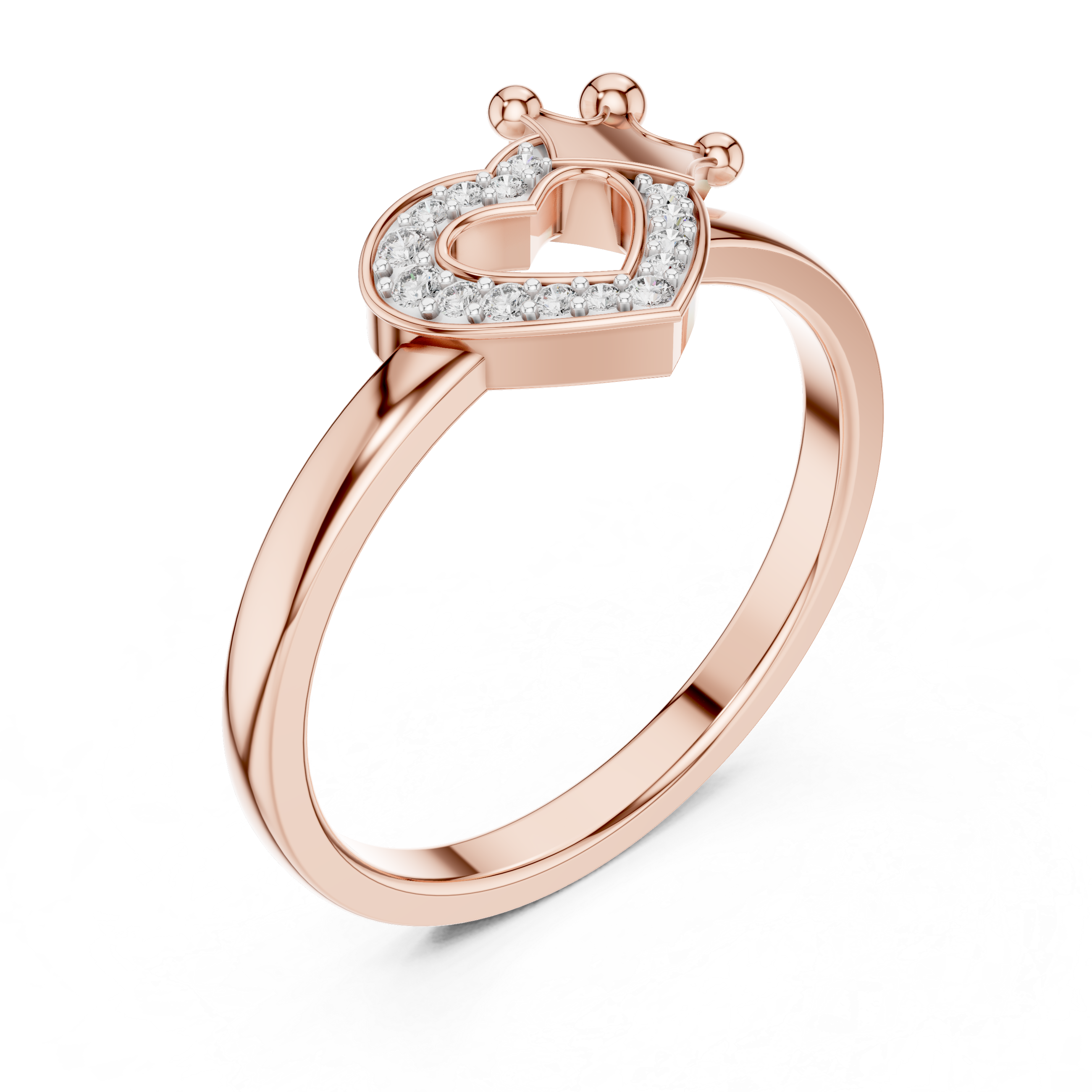 Royal Heart Crown Ring | Tiara Silhouette Bypass Ring