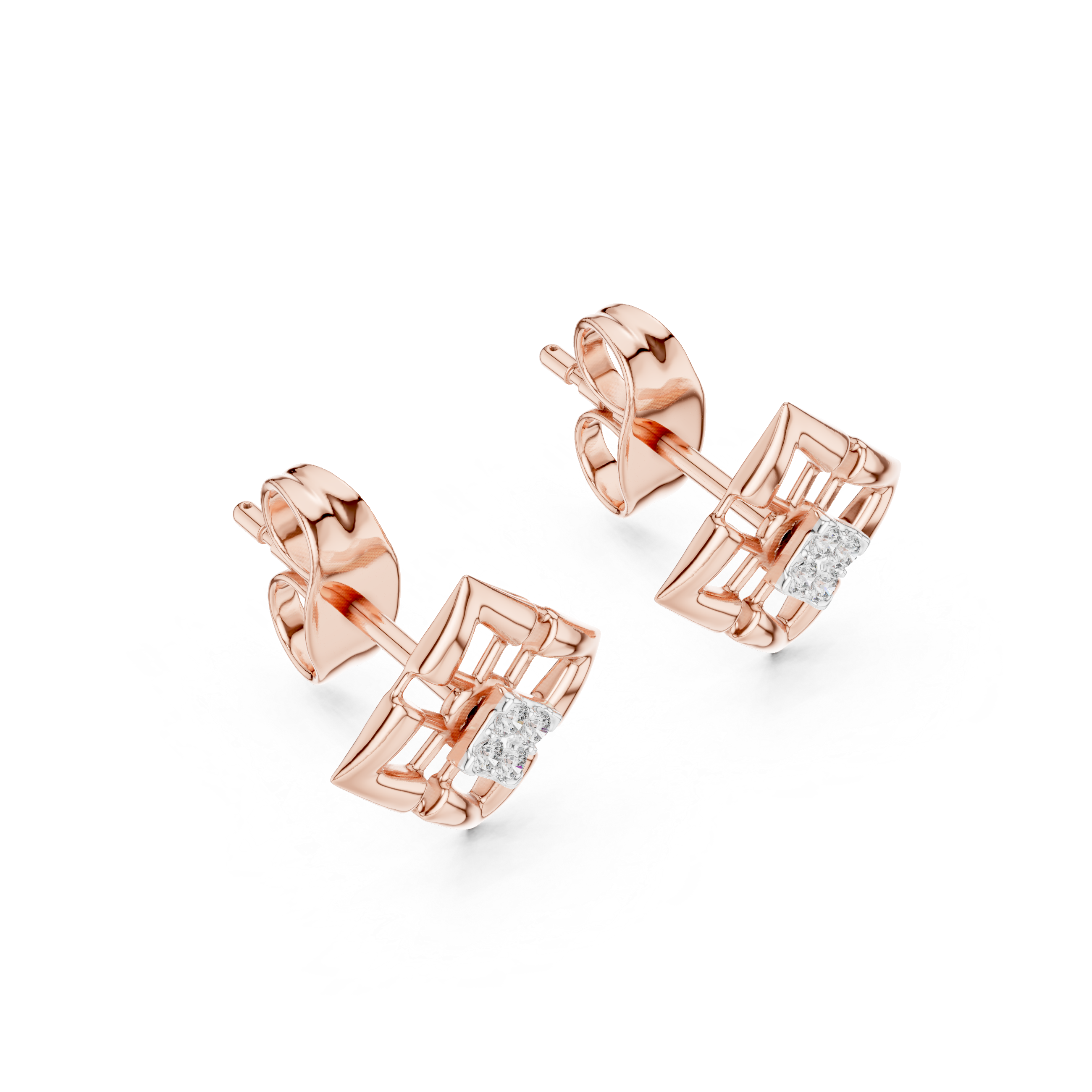 Geometric Lattice Square Stud Earrings