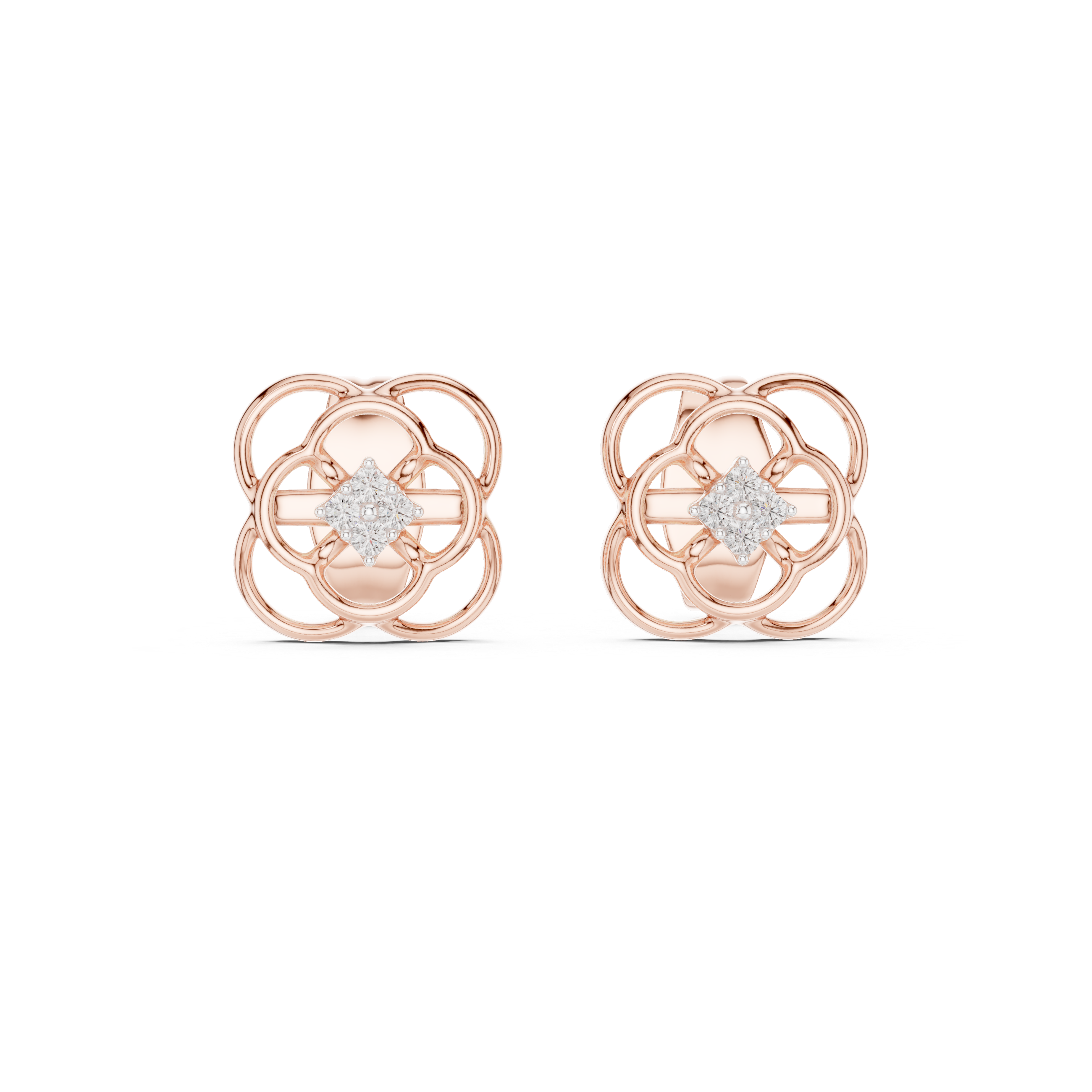 Floral Clover Stud Earrings