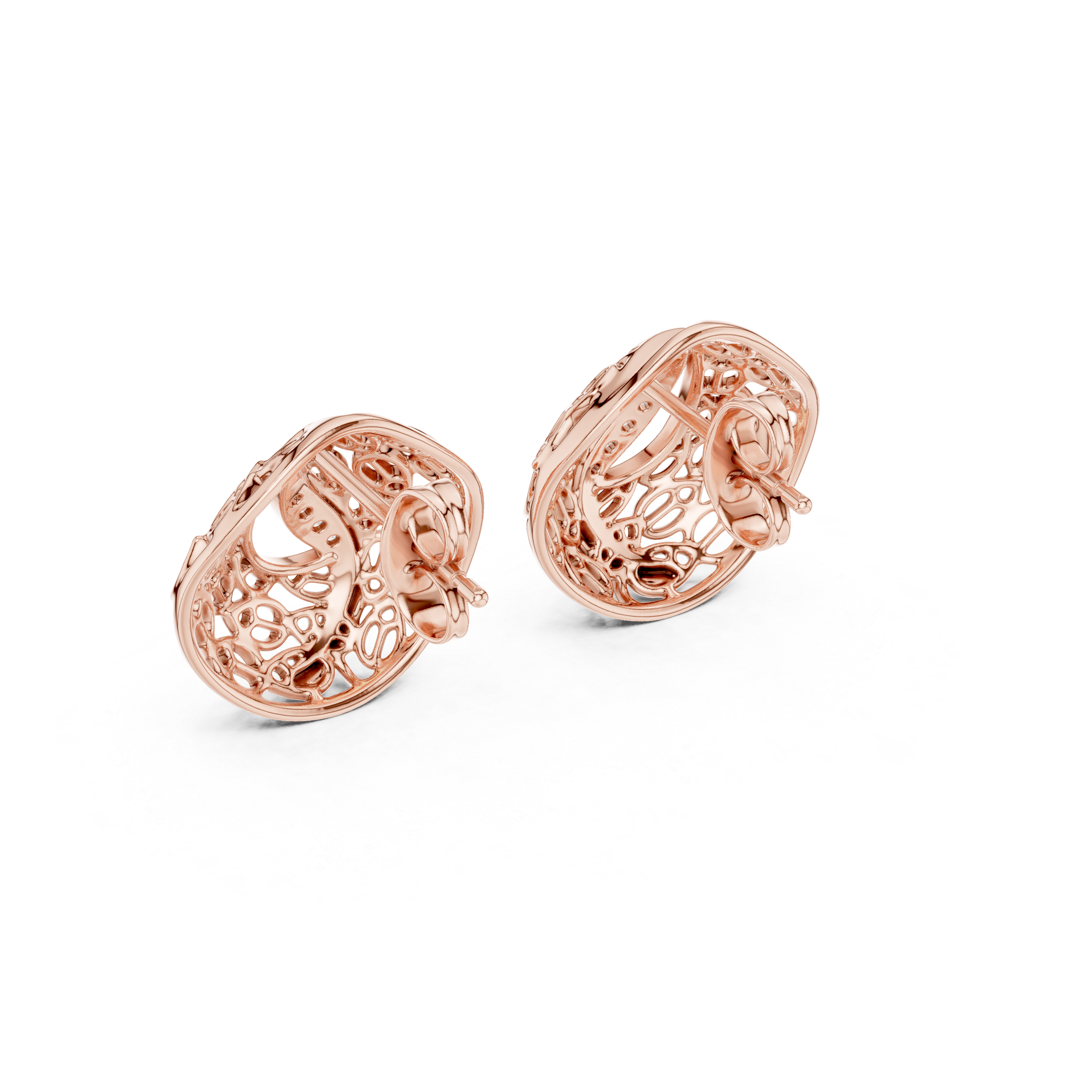 Vintage Openwork Filigree Dome Stud Earrings