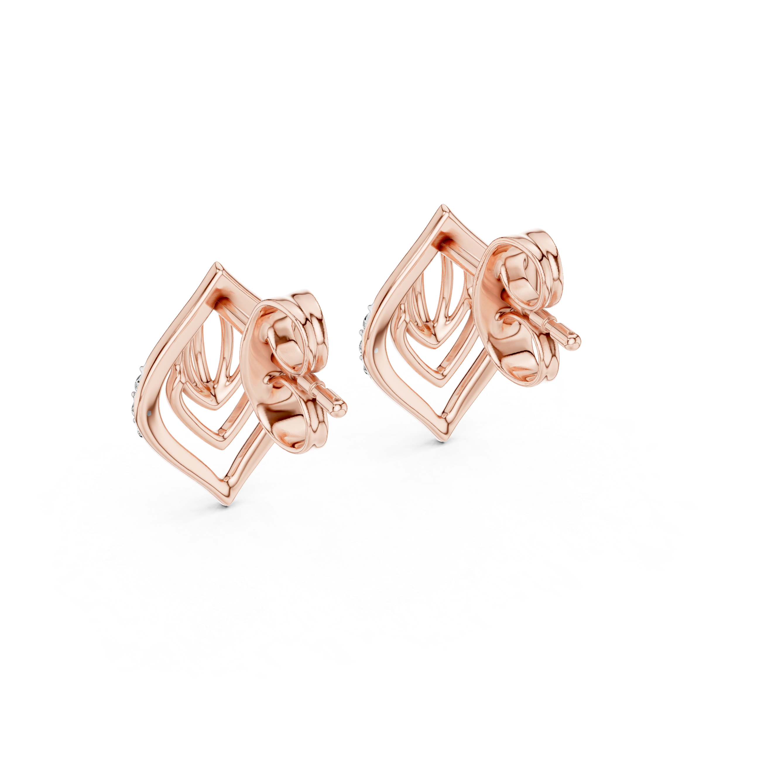 Architectural Leaf Chevron Stud Earrings