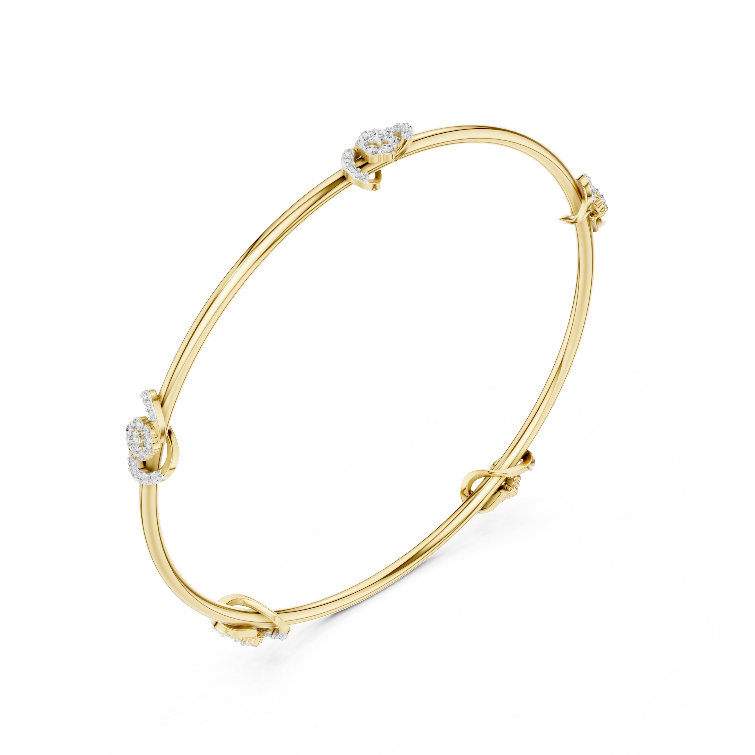 Multi-Station Diamond Flower Knot Station Bangle