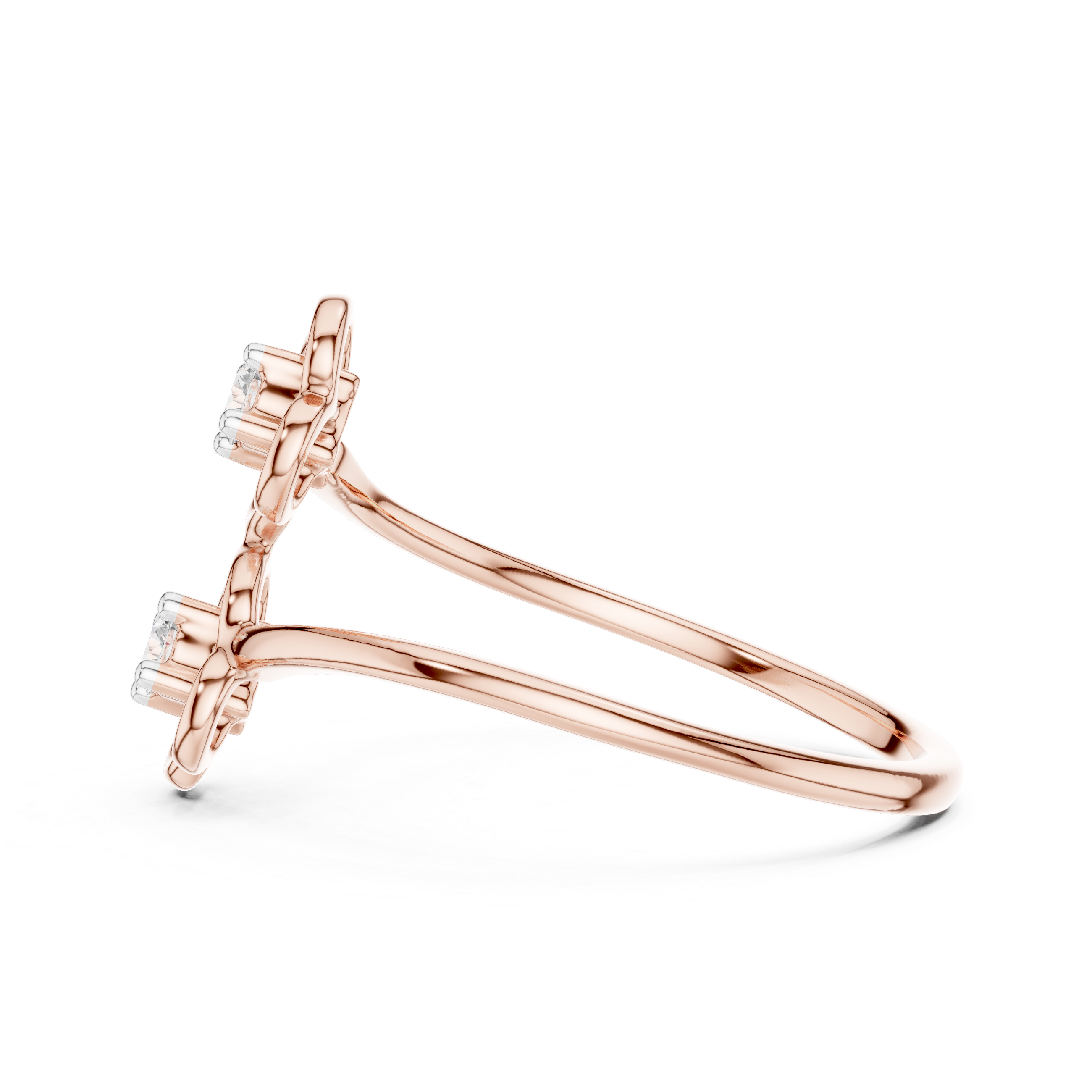 Toi et Moi Floral Open Bypass Ring