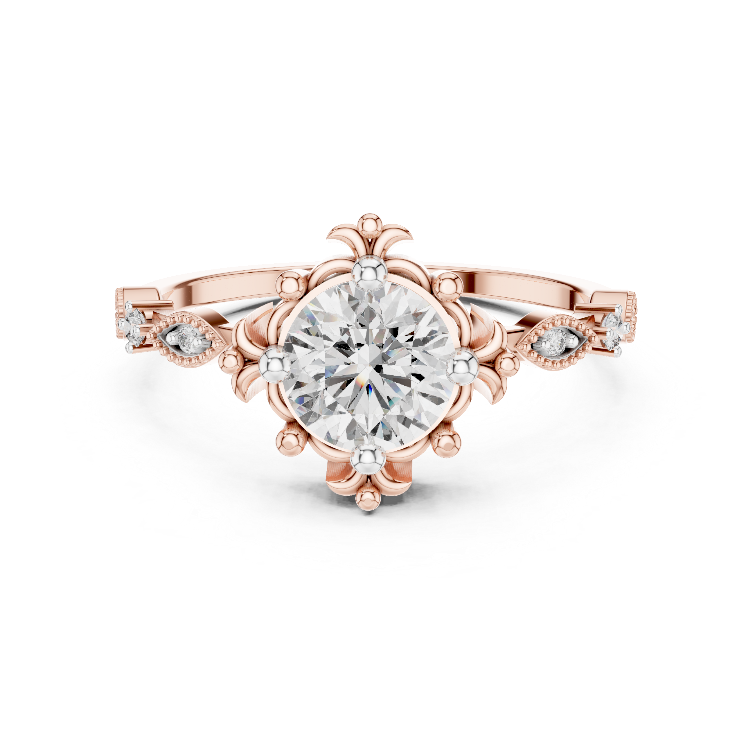 Vintage Empress Crown Solitaire Ring