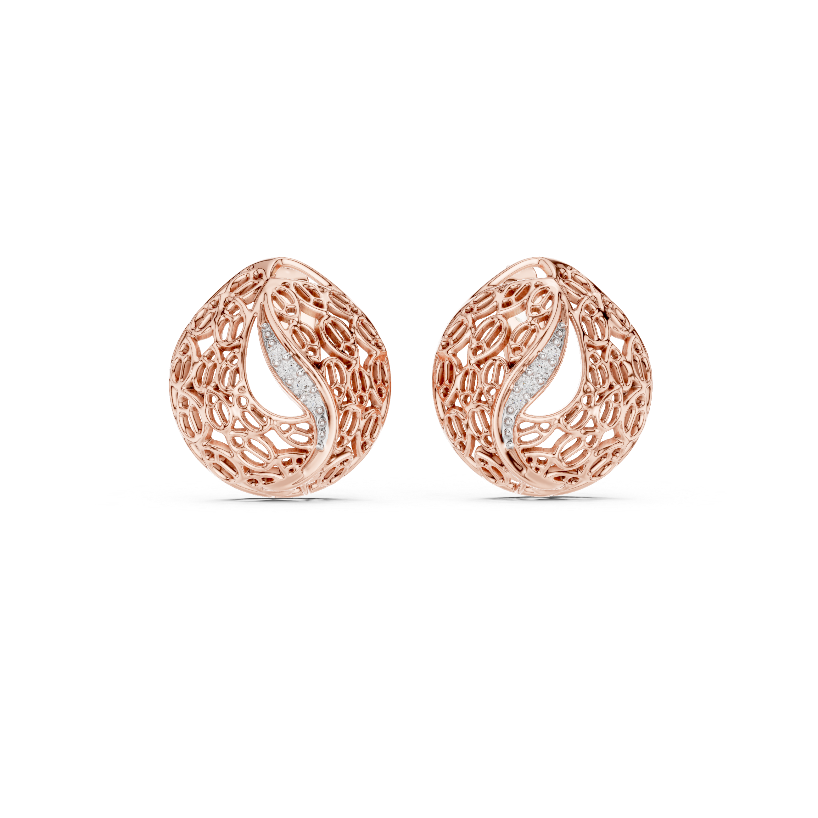 Vintage Openwork Filigree Dome Stud Earrings