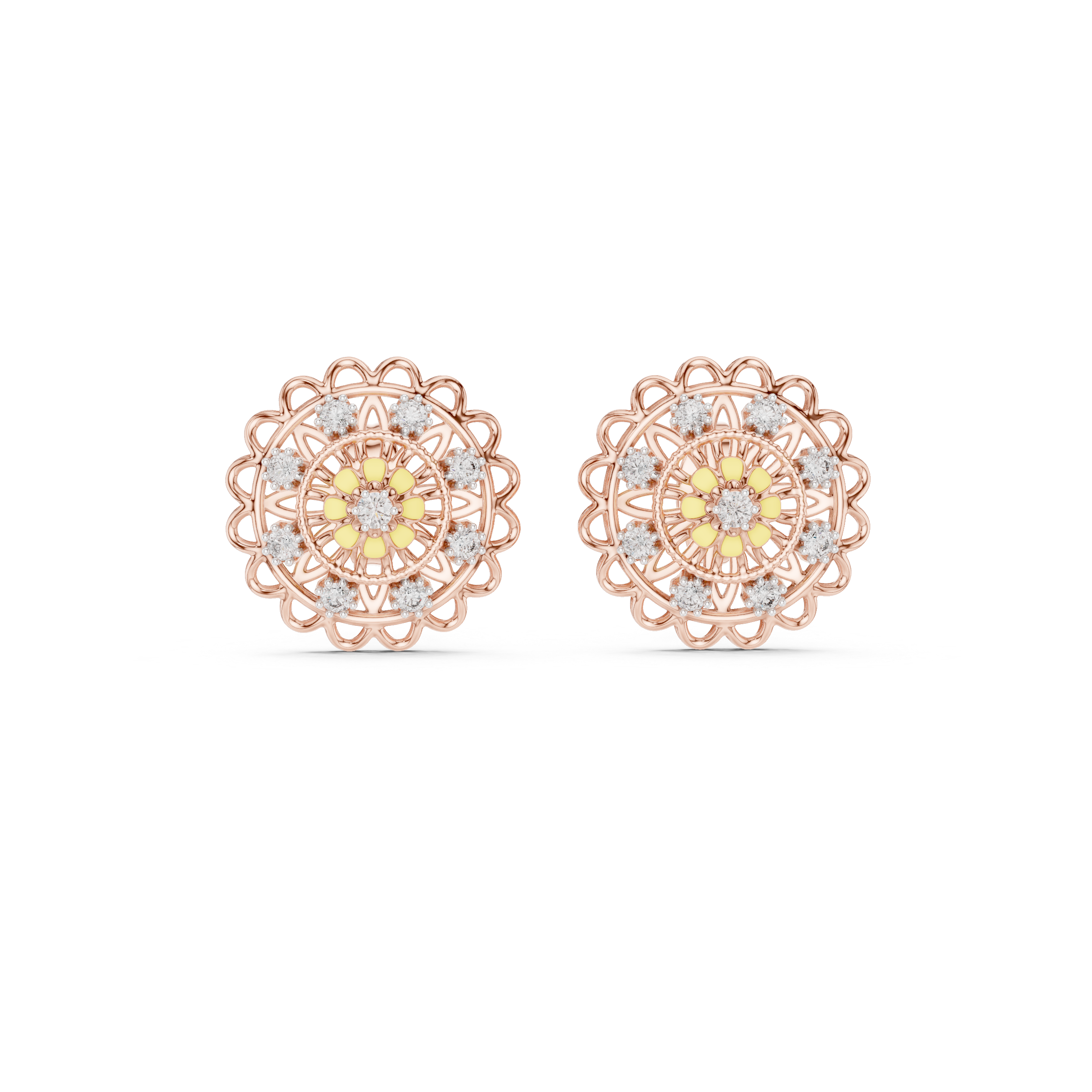 Mandala Floral Blossom Stud Earrings