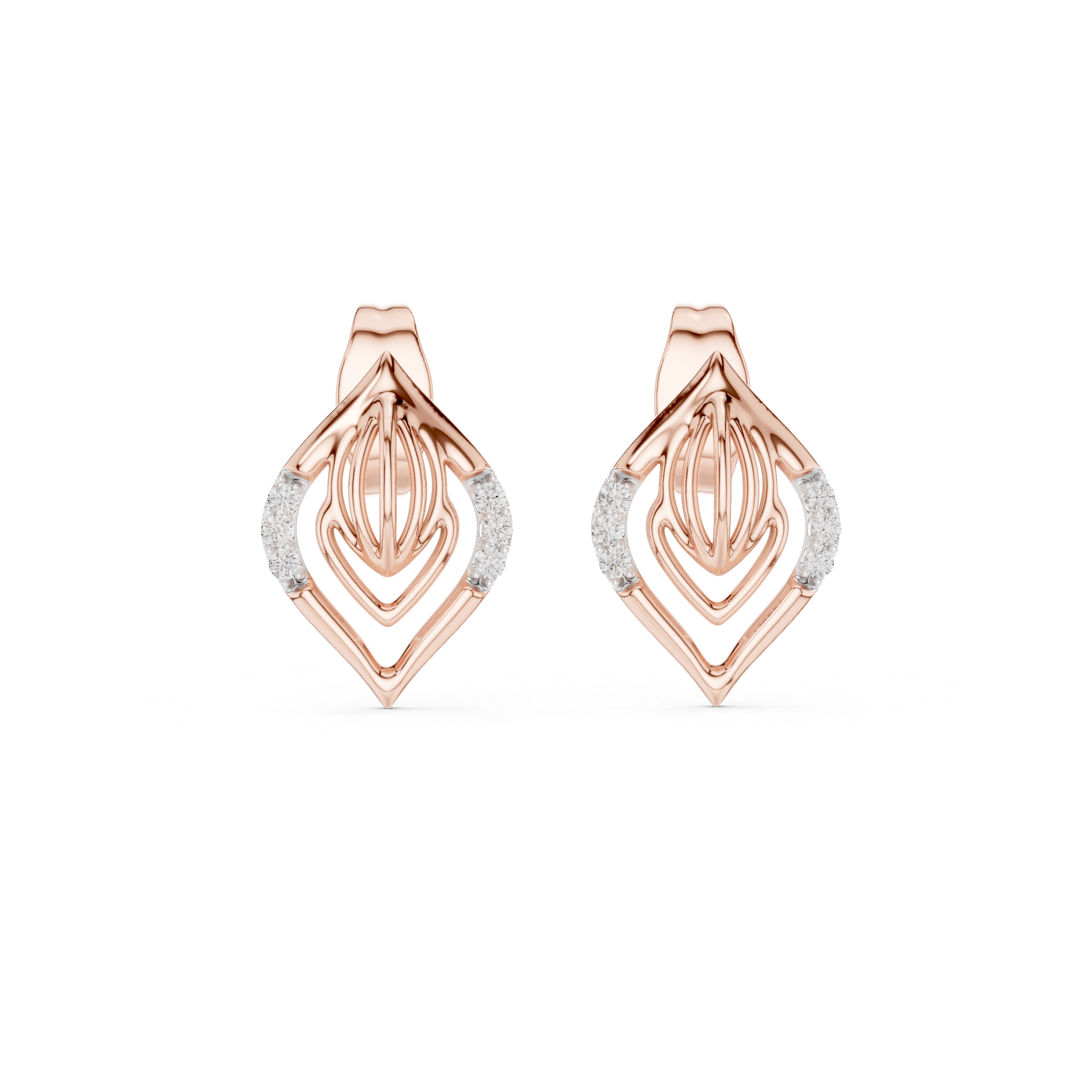 Architectural Leaf Chevron Stud Earrings