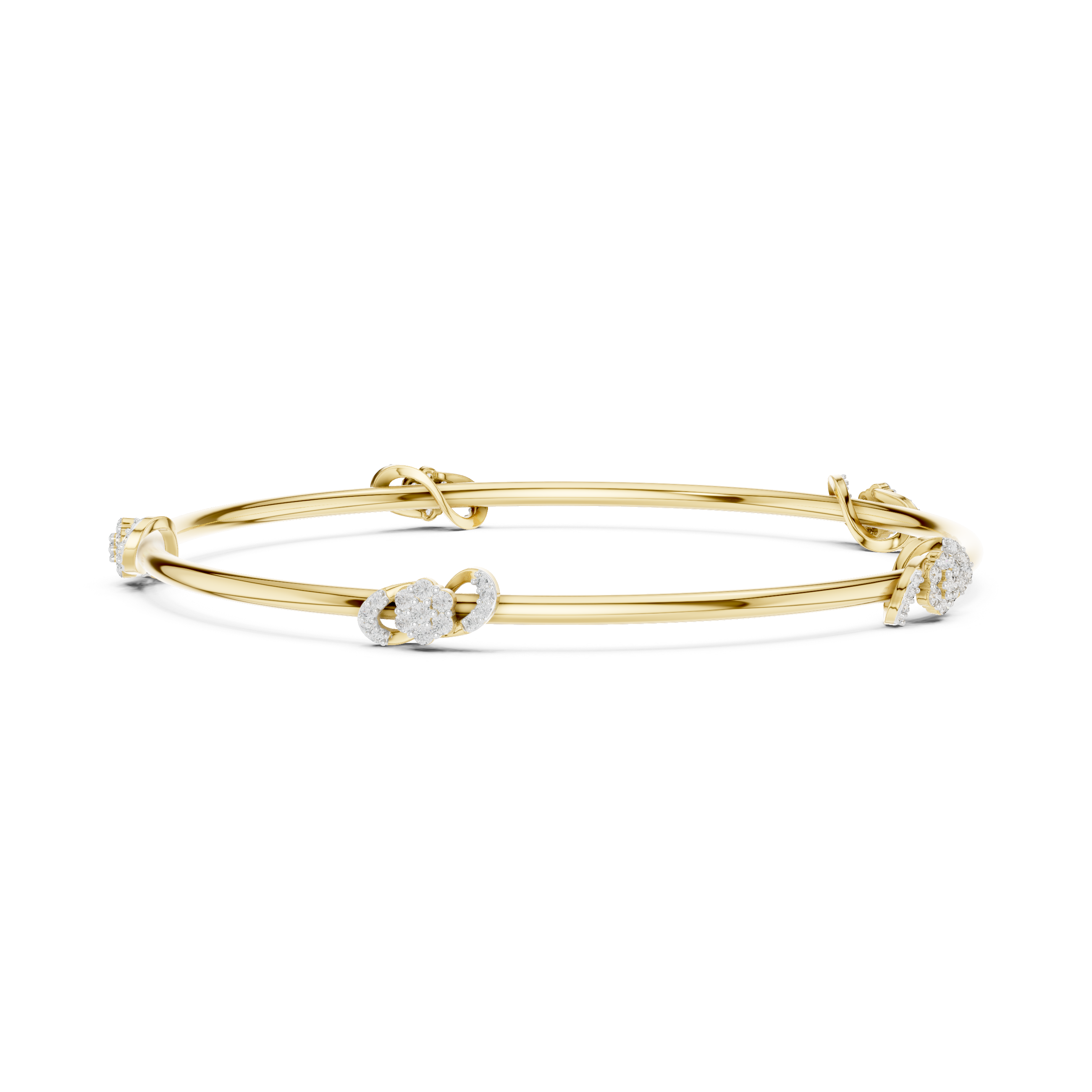 Multi-Station Diamond Flower Knot Station Bangle