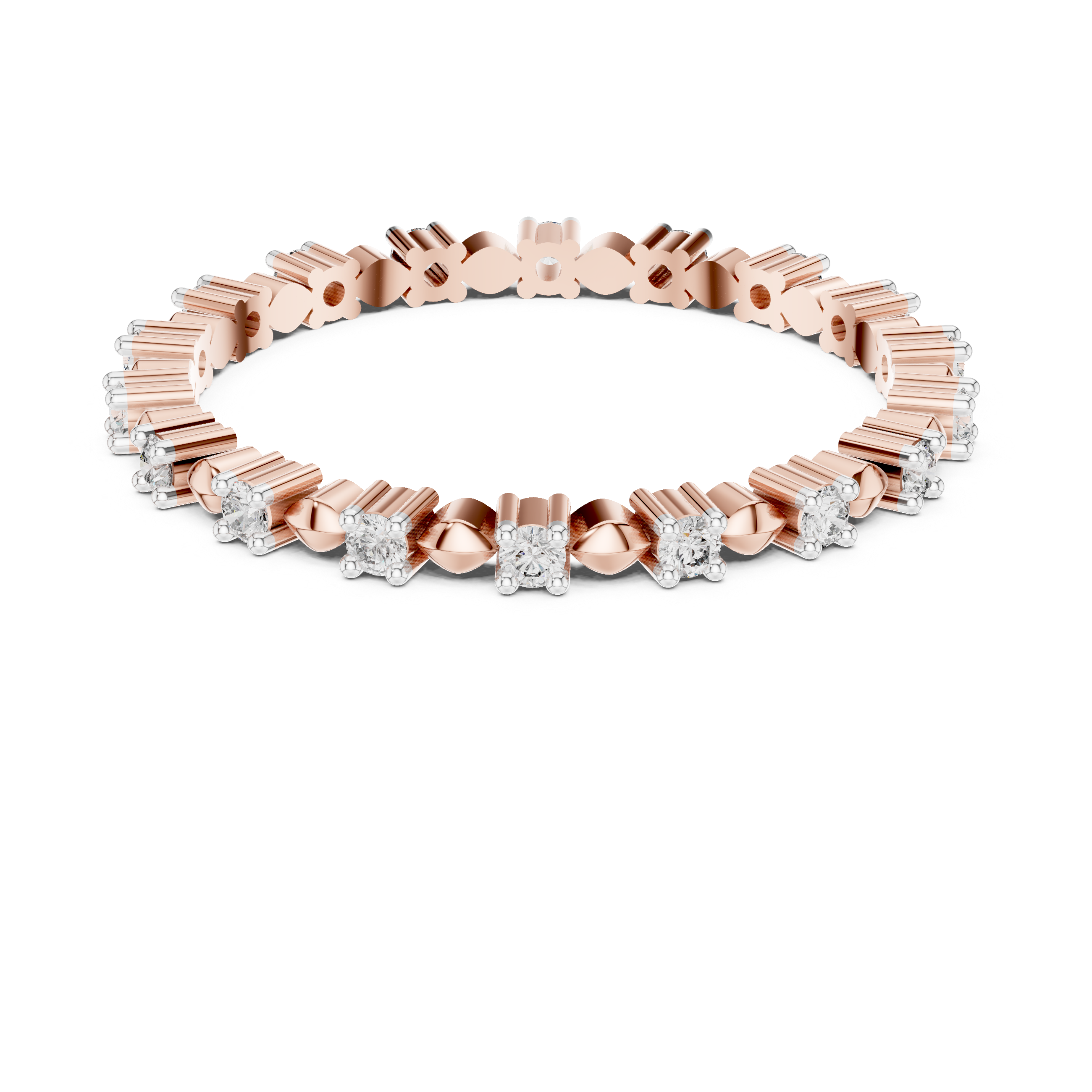 Alternating Marquis Bead & Collet Eternity Band