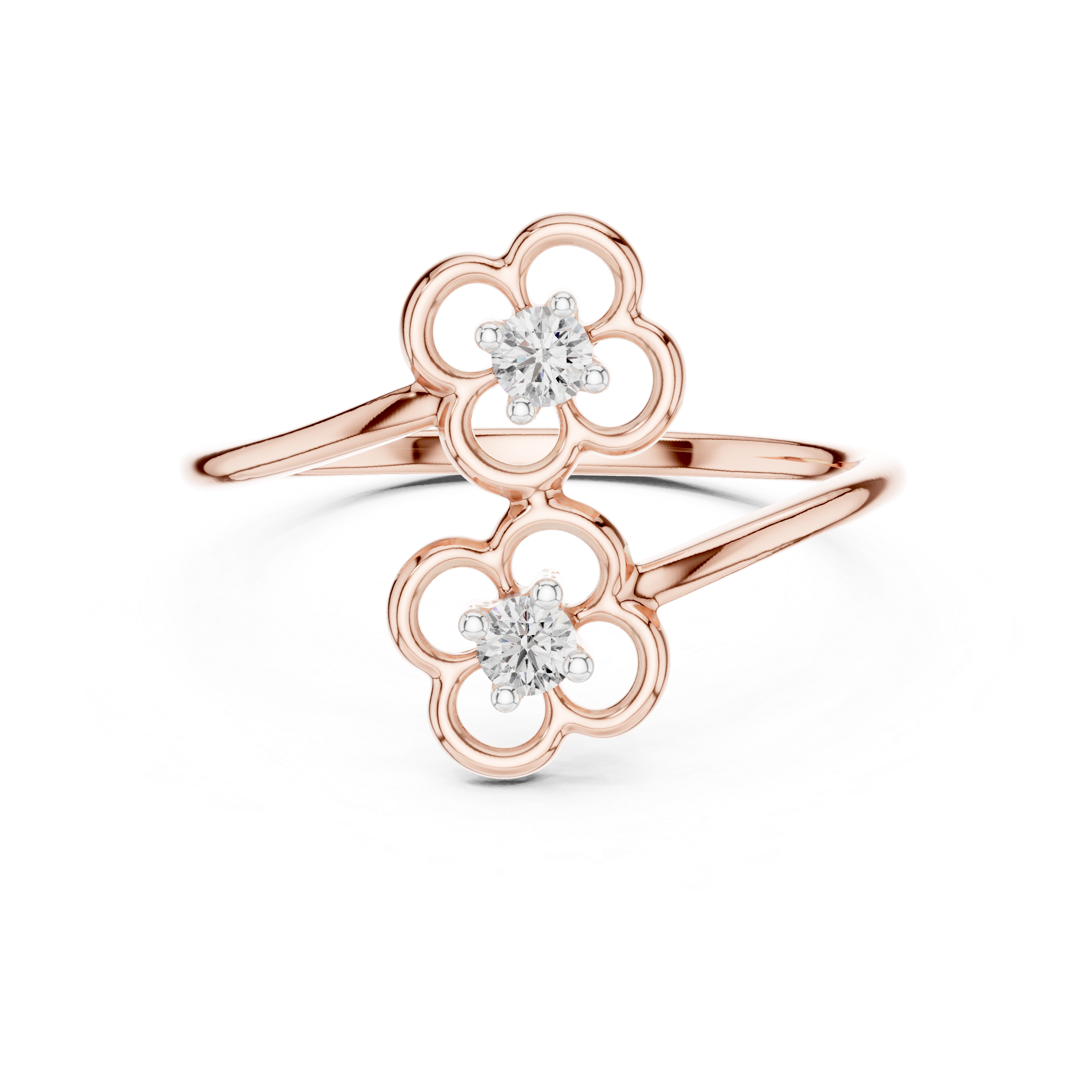 Toi et Moi Floral Open Bypass Ring
