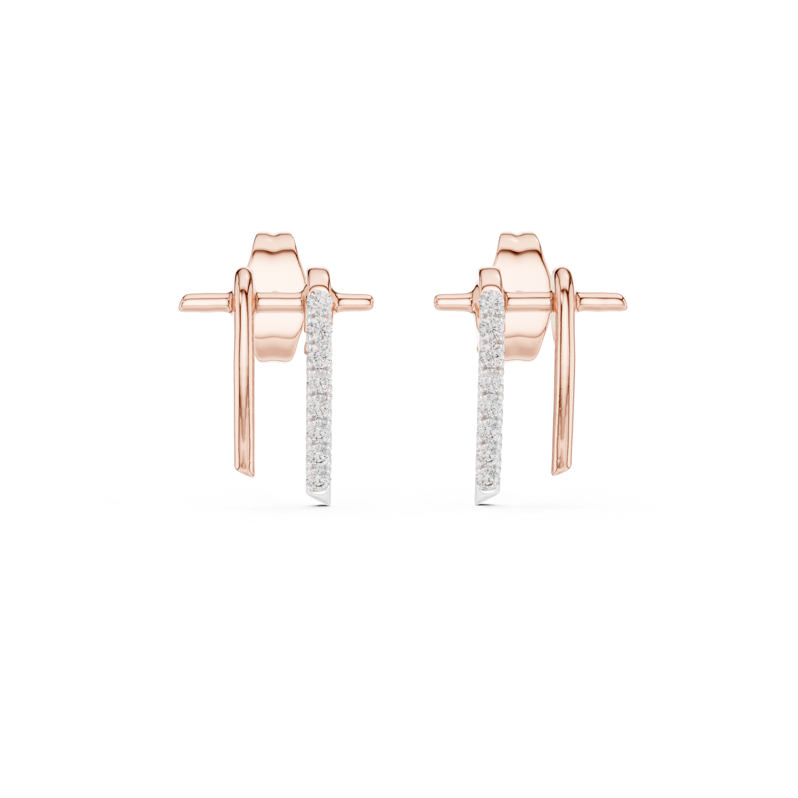 Minimalist Dual-Bar Architectural Stud Earrings