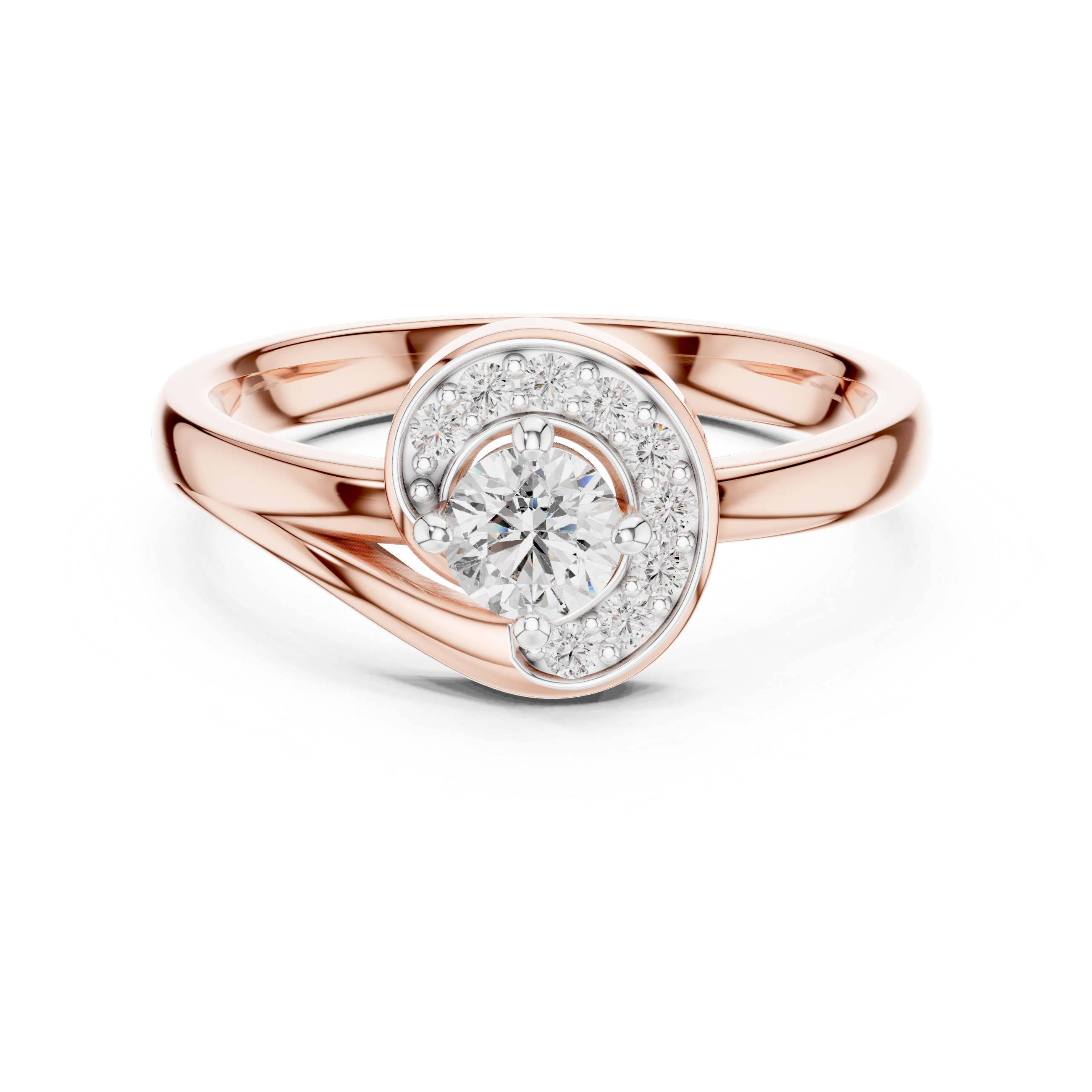 Aura Spiral Bypass Round Cut Diamond Ring